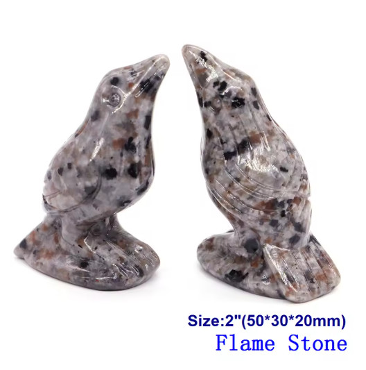 Natural Yooperlite Carved Raven Statue Home Decor UV Reactive Gemstone Healing