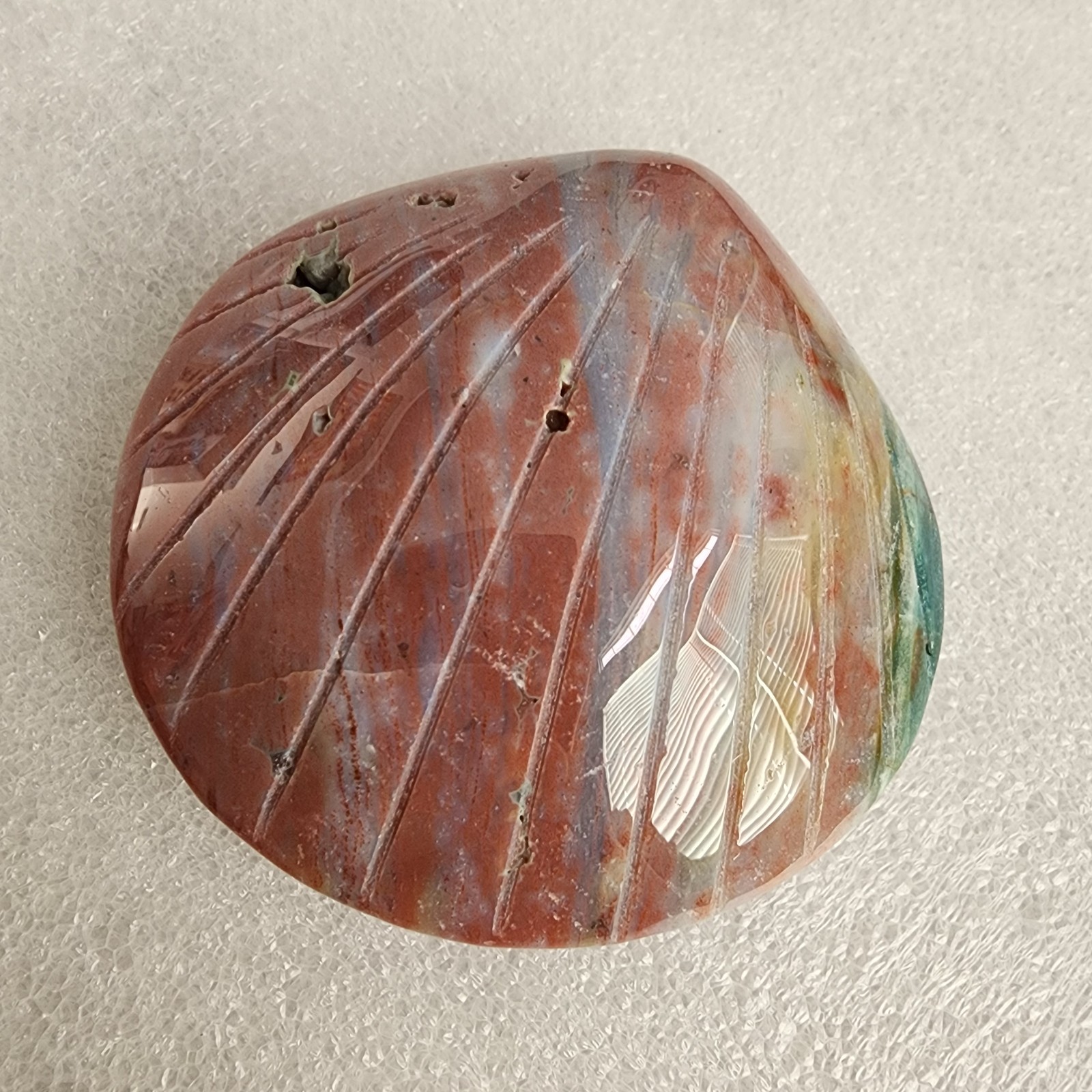 Hand Carved Polished Ocean Jasper Shell – USA