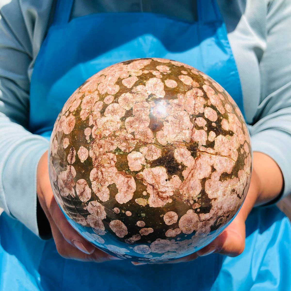 5.56LB Natural sakura agate Sphere Quartz Crystal Ball Specimen energy Healing
