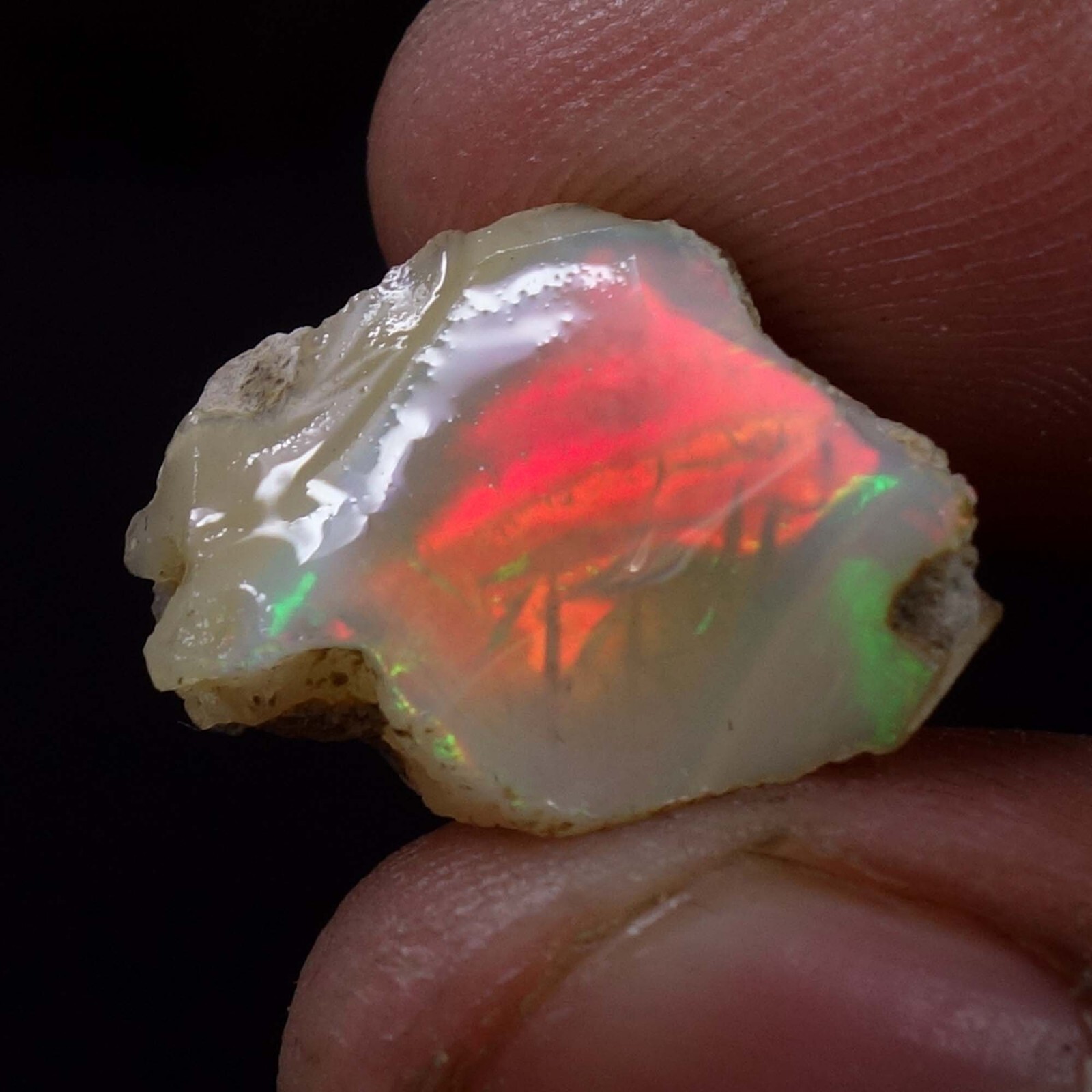 100% Natural Wire Fire Ethiopian Opal Rough Loose Gemstone 14X18X7 MM 12.00 Cts.