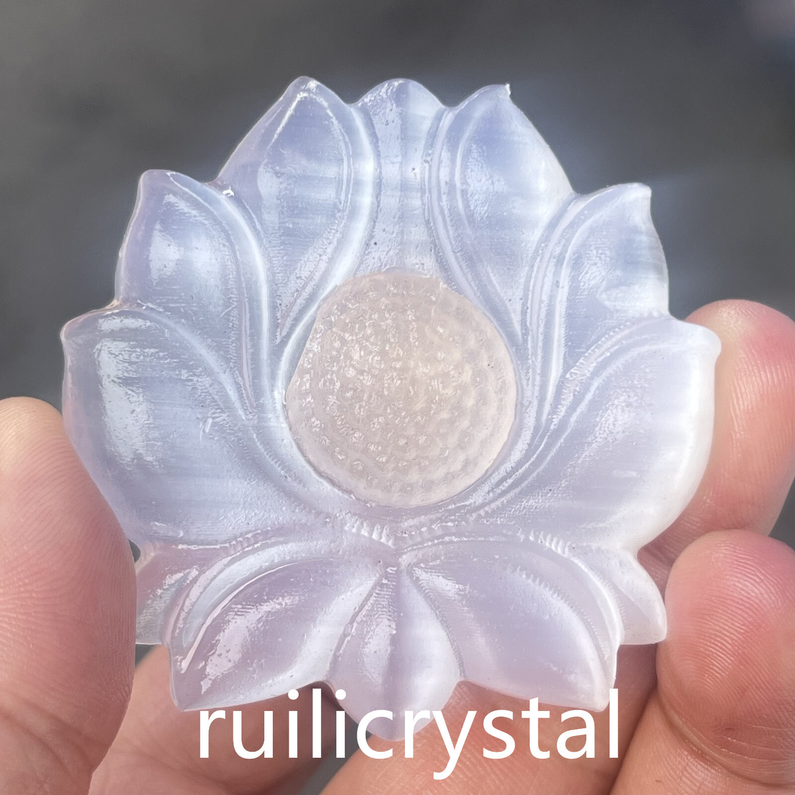 3 ” Natural Gypsum Quartz Hand Carved flower Skull Crystal Healing 1pc