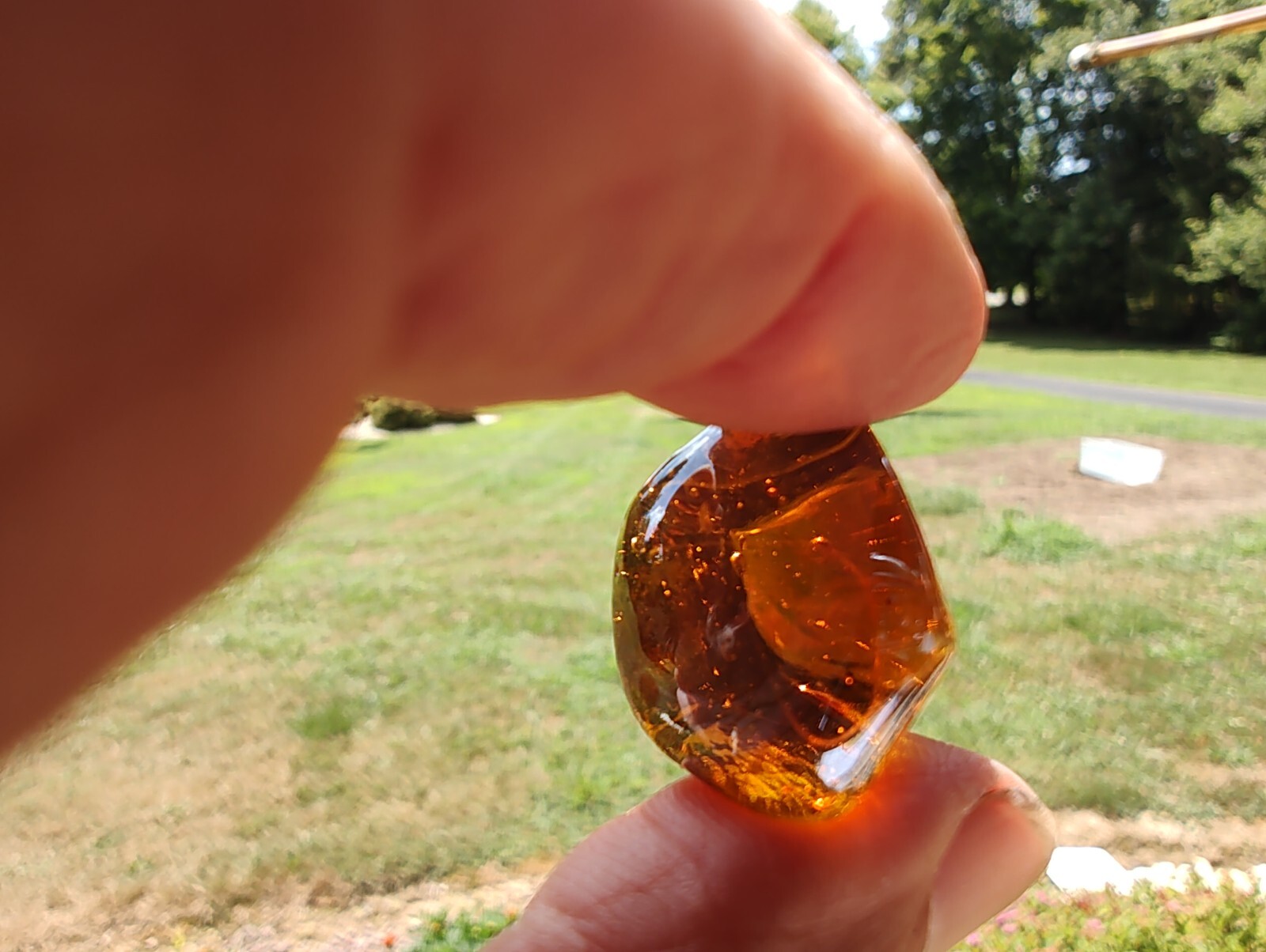 1Pc Tumbled Andara crystal orange amber Tone Cabochon 5th Dimension chakra