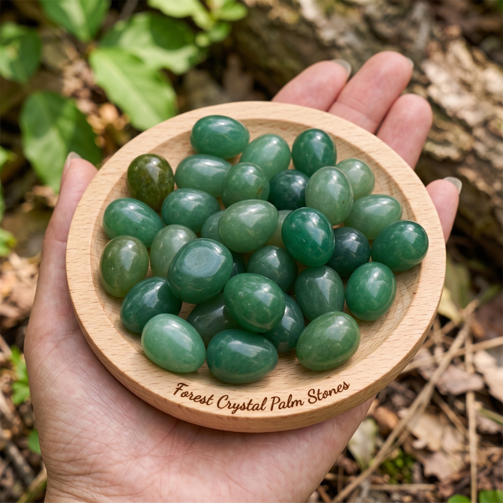 Natural Green Aventurine Mini Egg Tumbled Stone Palm Worry Stone Heart Chakra