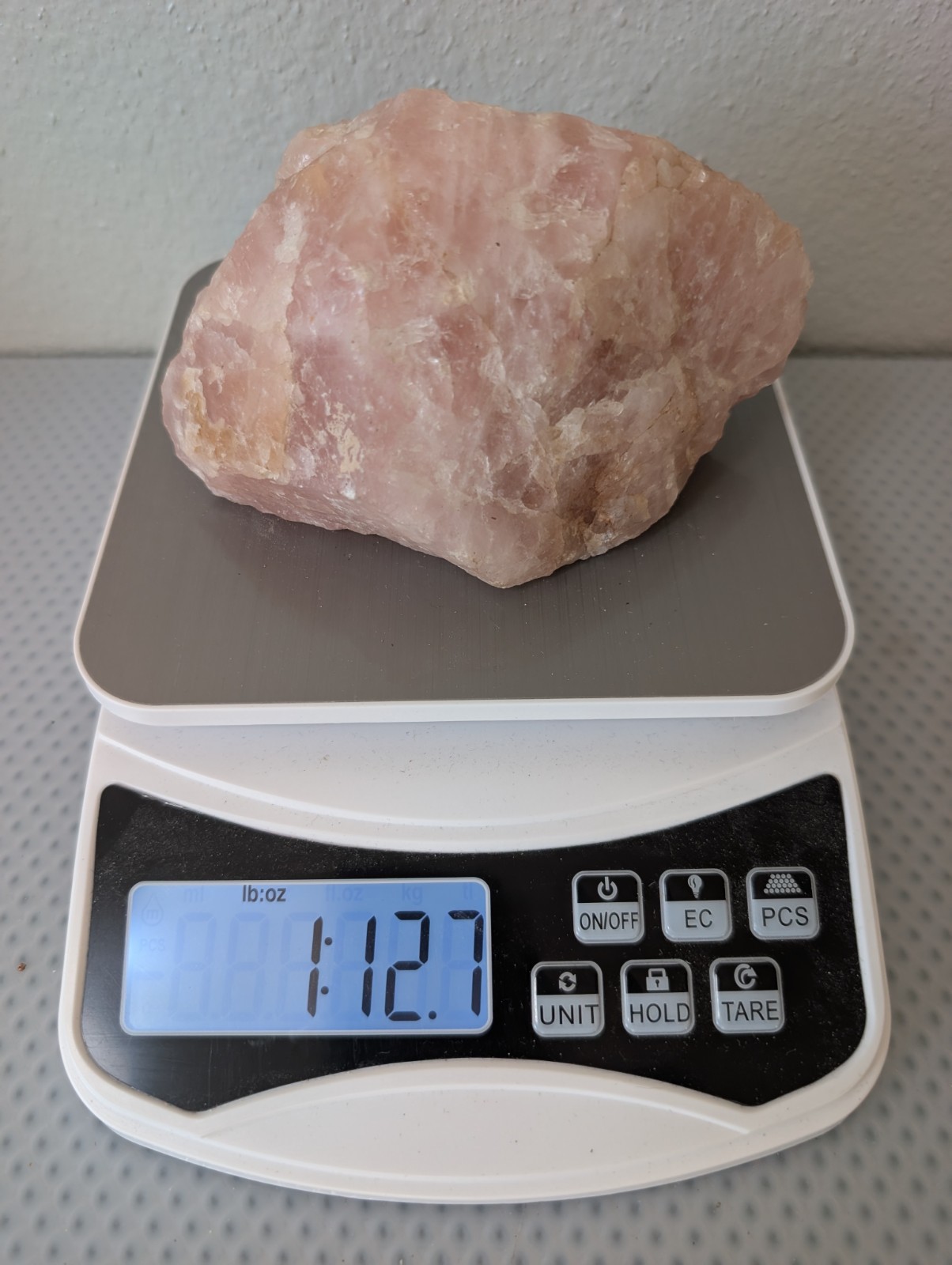 Rose Quartz Natural Rough Crystal Specimen, 1 lb 12.7 oz, Approx. 5 Inches