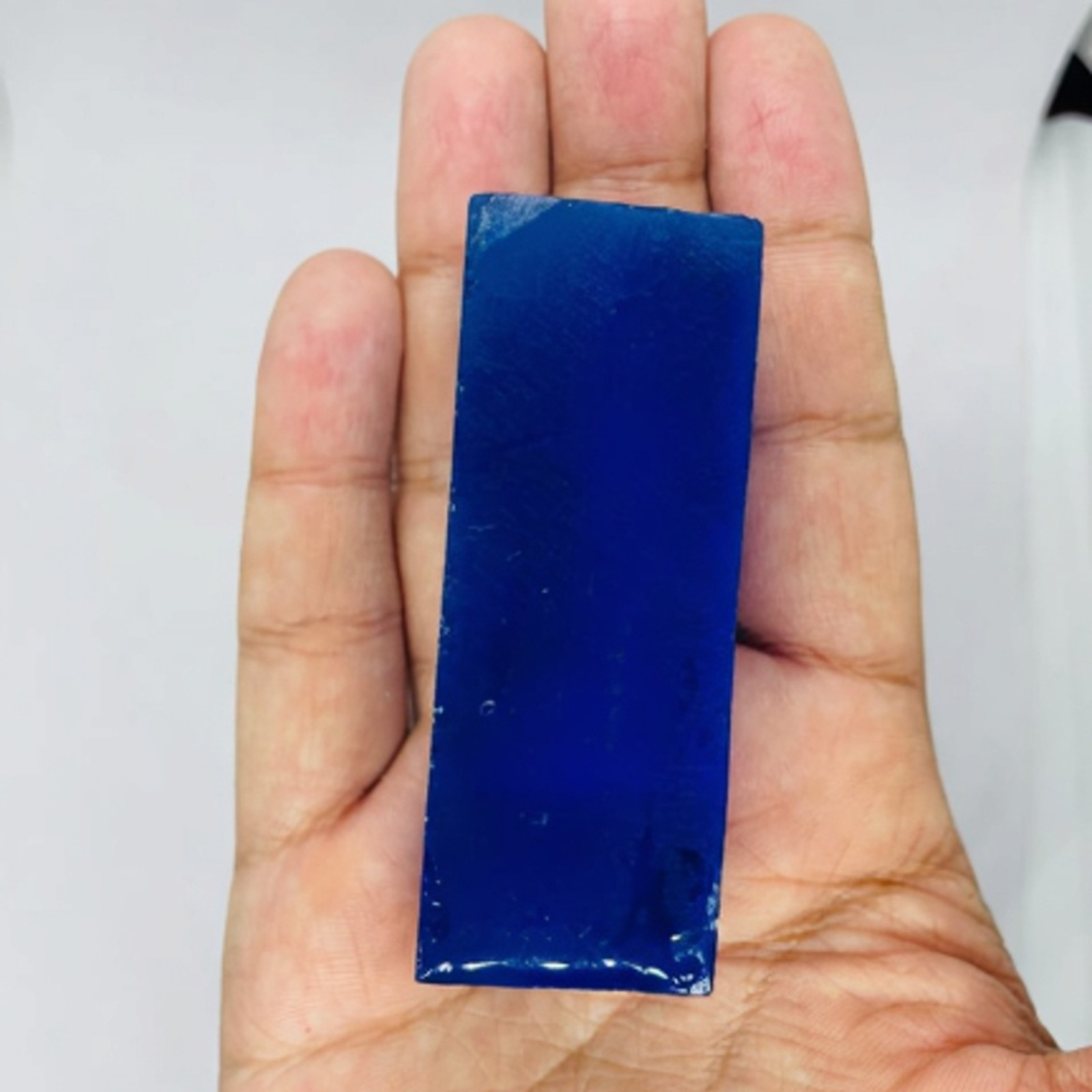 Lab-Grown Blue Sapphire Nano Crystal 410CT Slice Synthetic Rectangular Gemstone