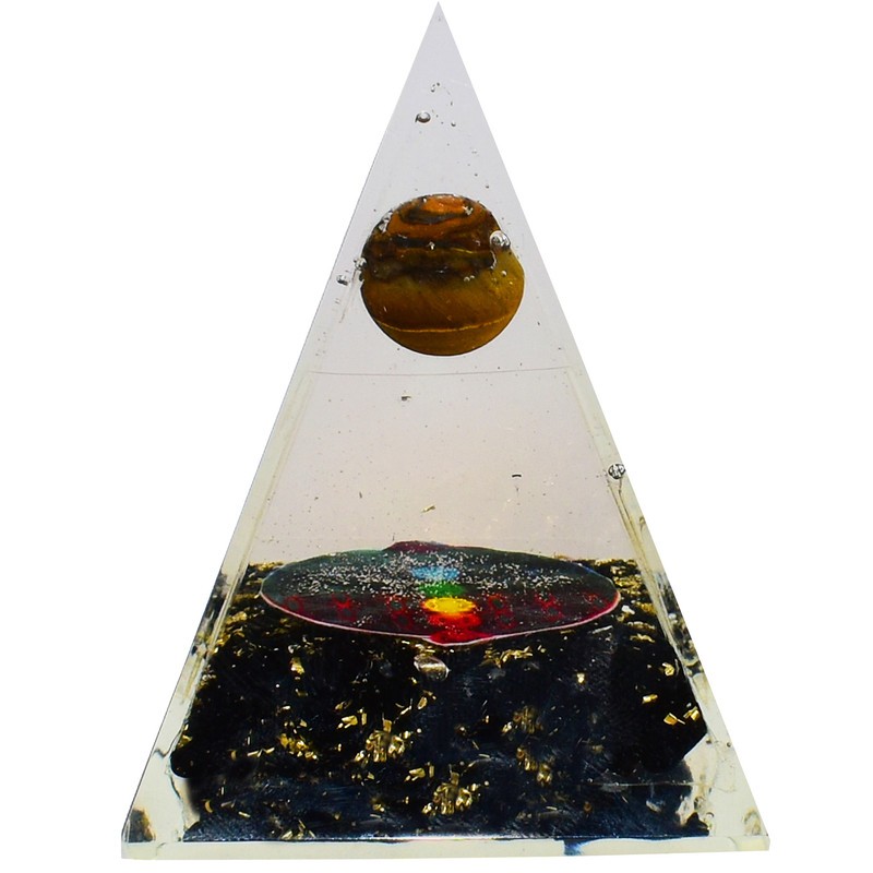 Tigereye Sphere & Black Tourmaline Pyramid Meditation Crystal Healing Protection