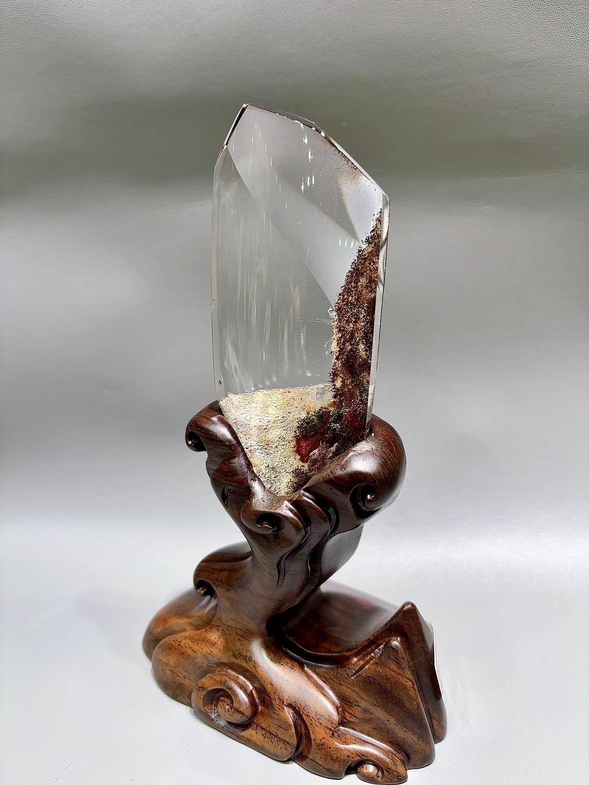 430g Top Natural Red Ghost Phantom Quartz Carved Crystal Mineral Heal Decor Gift