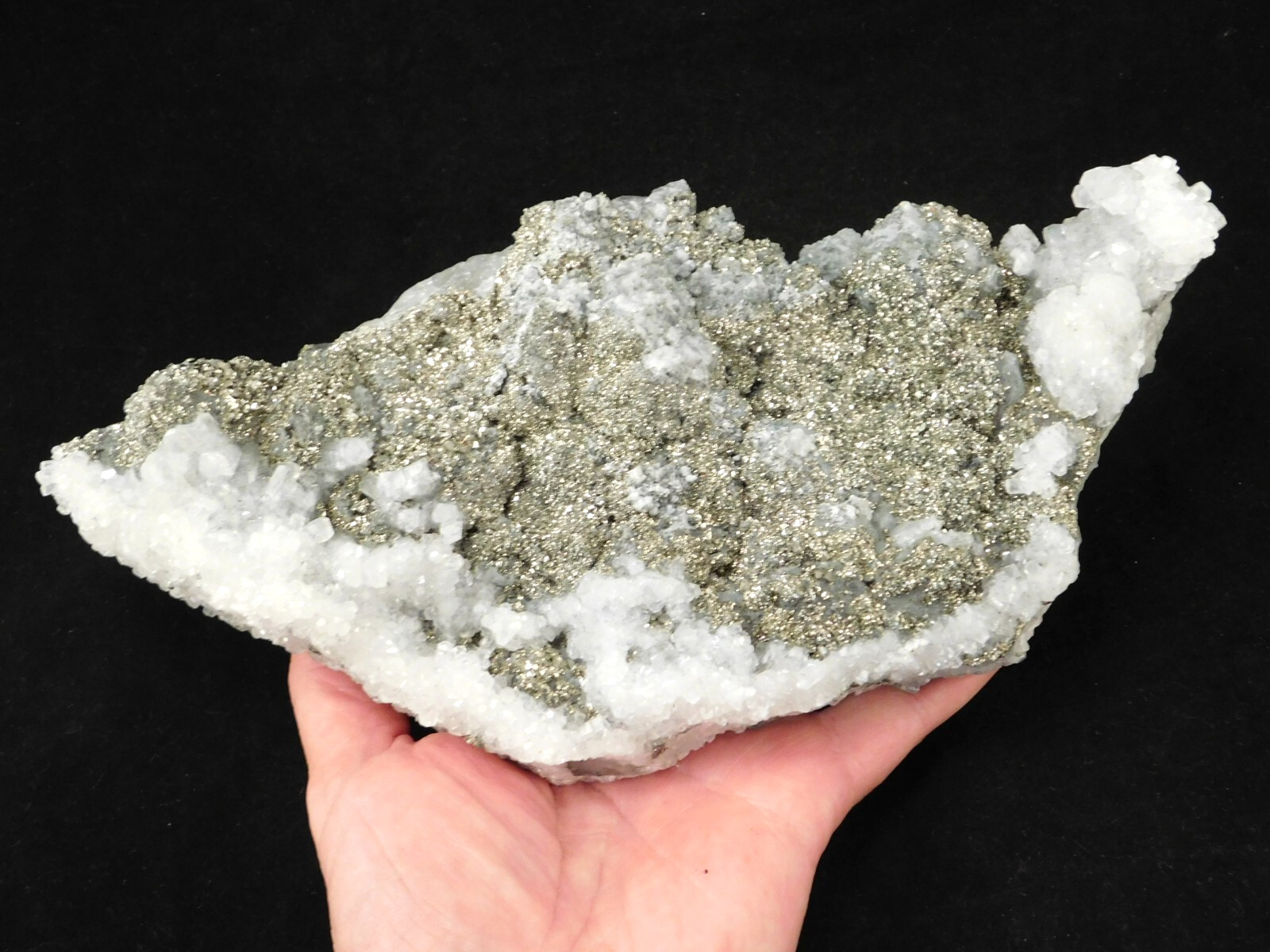 HUGE Pyrite Crystal Cluster With Fluorescent Calcite Crystals Mexico 2020gr