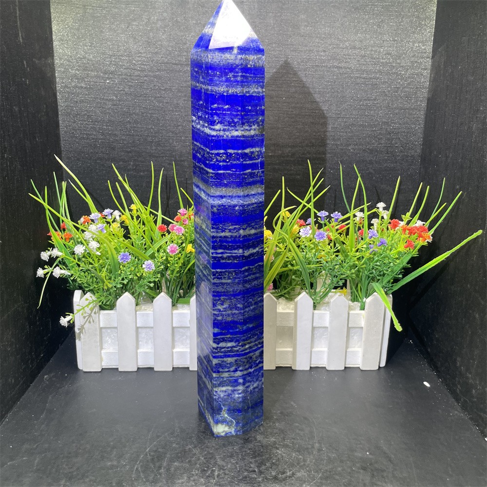 3.7LB 12.9″ Natural Lapis Lazuil Obelisk Tower Crystal Quartz Reiki Healing