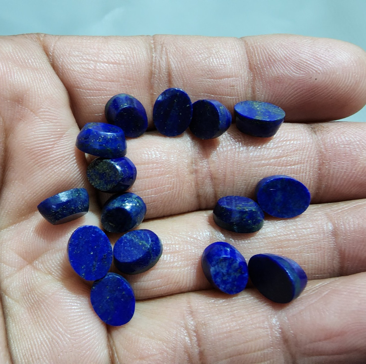 Natural Lapis Lazuli 15pcs Oval Cut Cabochon Blue Gems for Jewelry Crafting