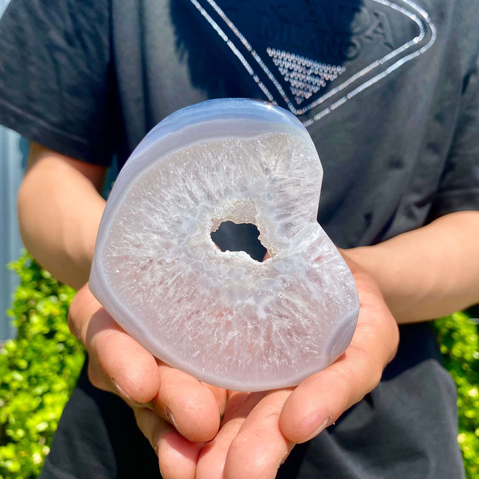 155G Natural Beautiful Agate Geode Druzy Slice ExtraLarge Gemstonev