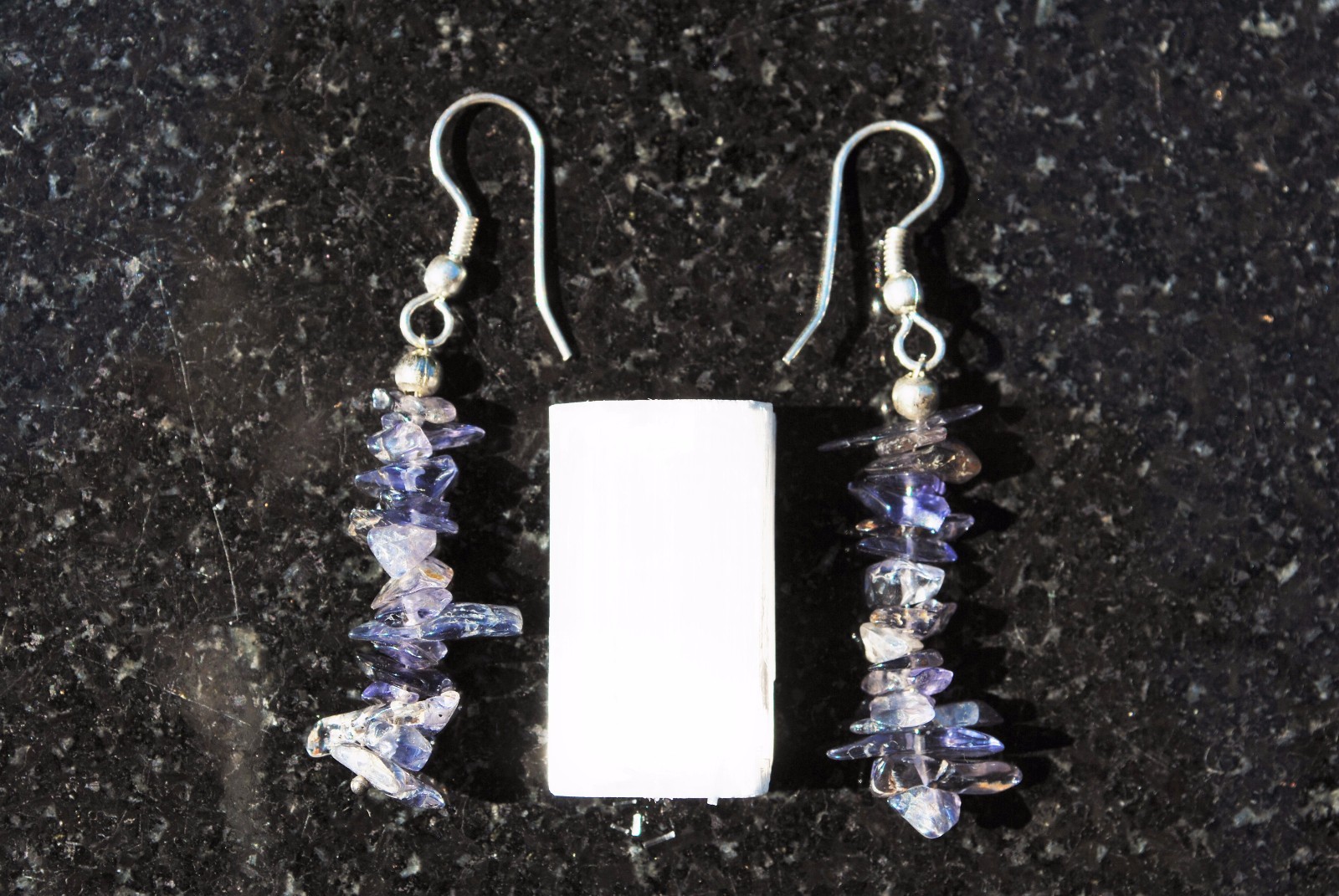 CHARGED Iolite Crystal Chip Earrings REIKI Energy! ZENERGY GEMS™