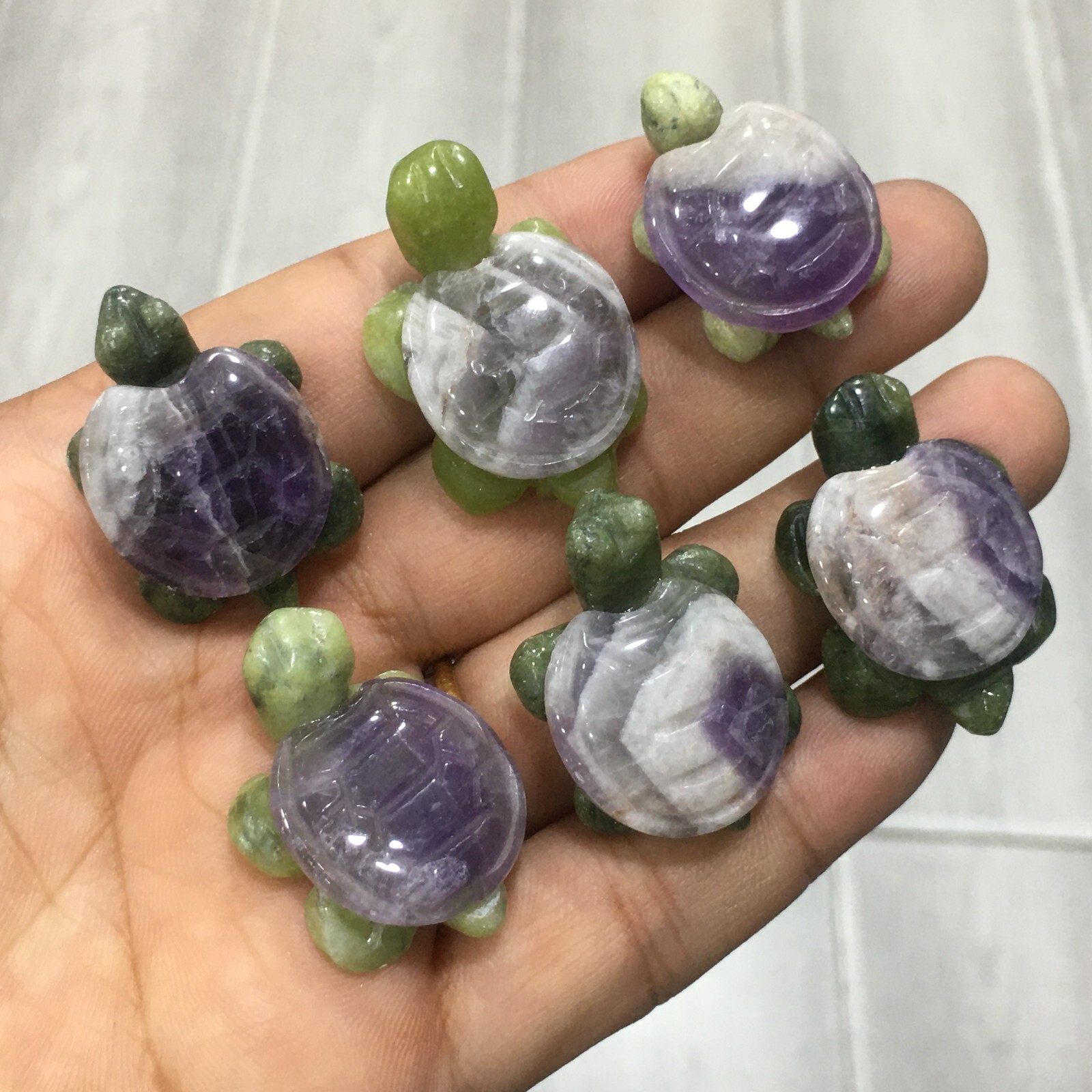 5pcs Natural Dreamy amethyst quartz Crystal Sea turtle Carved Skull Reiki gift