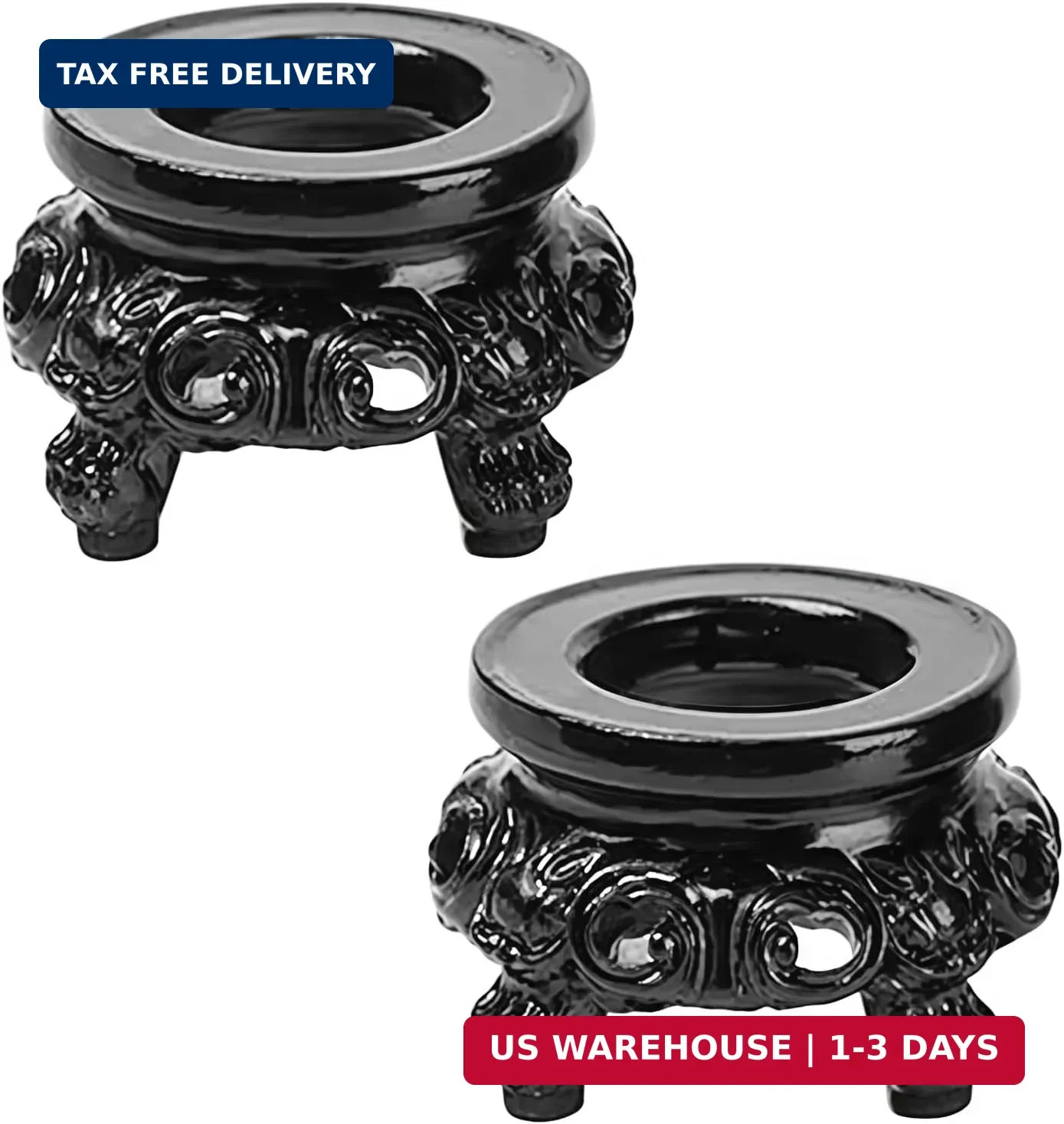 2Pcs Black Wooden Display Stand for Crystal Sphere Quartz Ball Holder Hollow Woo