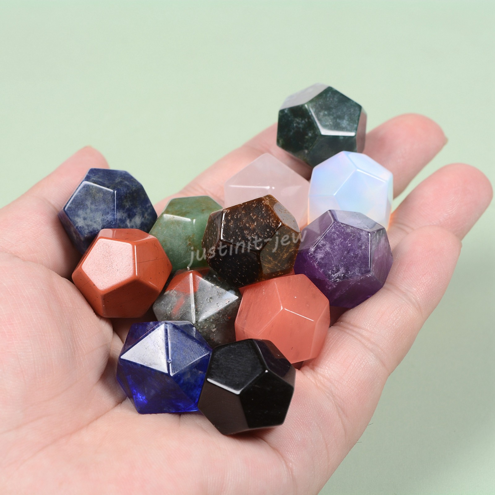 Natural Polished Dodecahedron Geometry Crystals Decor Energy Meditation Balance