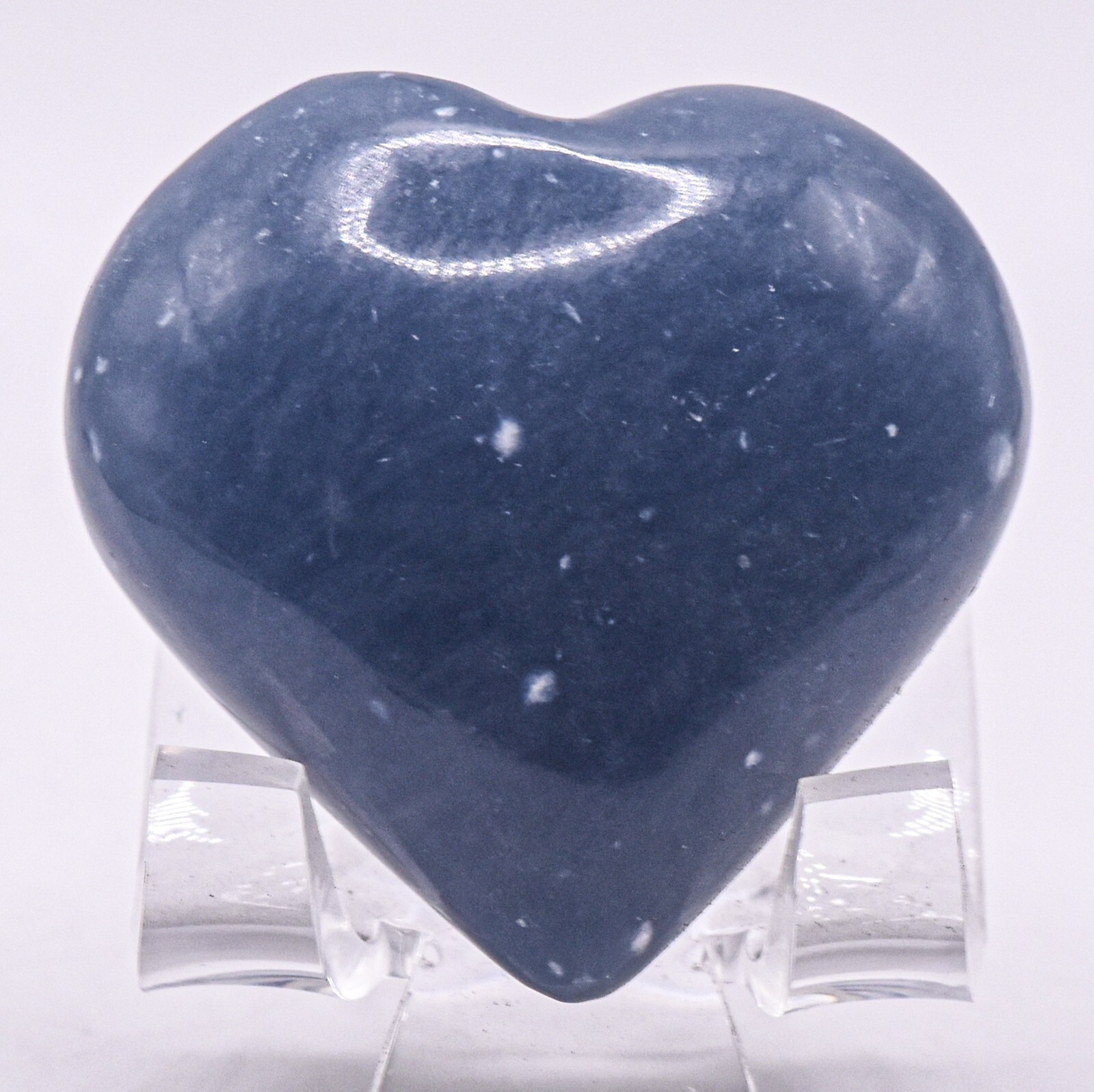 48mm 90g Blue Angelite Heart Polished Natural Angelic Angel Stone Mineral – Peru