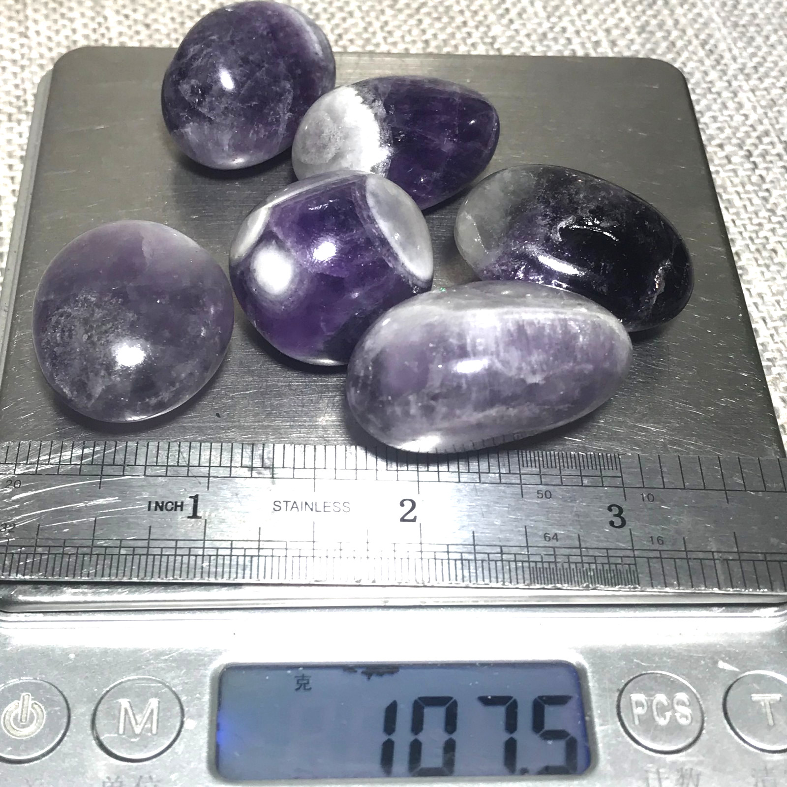 107g 6pcs Natural Chevron Amethyst – Rough Rocks for Tumbling 02
