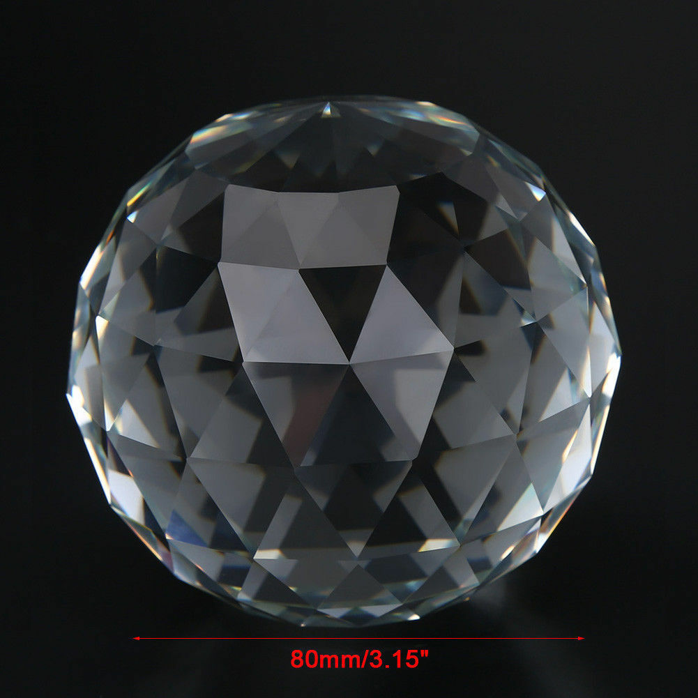60/80mm Cut Crystal Sphere Prisms Glass Ball Faceted Gazing Suncatcher Crafts IS