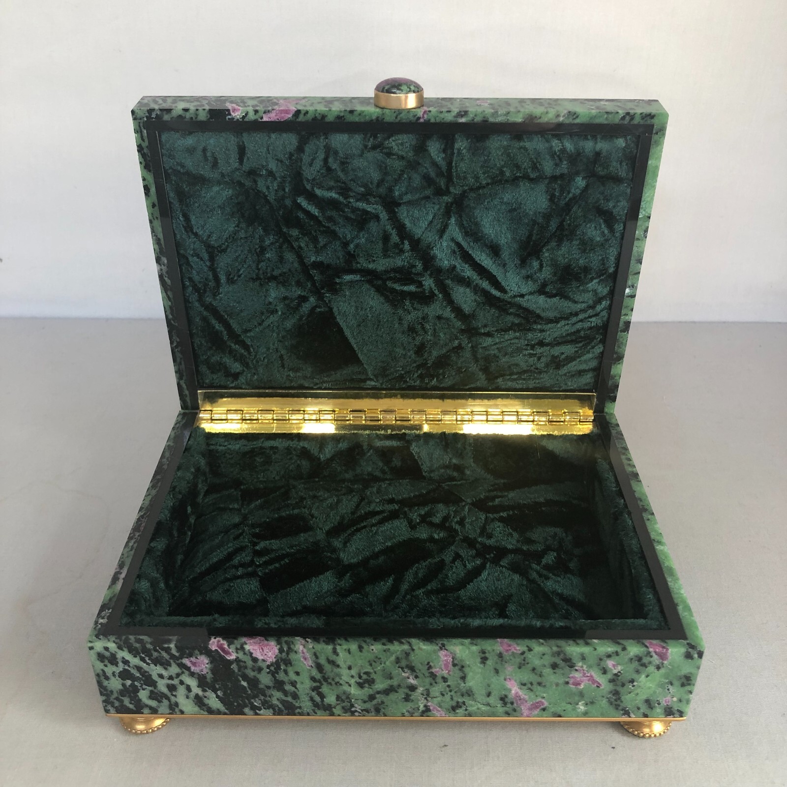 Ruby in Zoisite Hard Stone Hinged Box wit Nicholas The Second Russian Last Czar.
