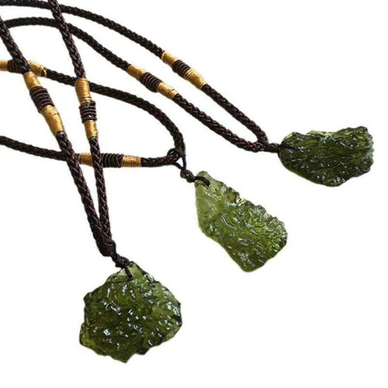Natural Crystal Green Gem Moldavite Meteorite Glass Necklace Pendant Charm Stone