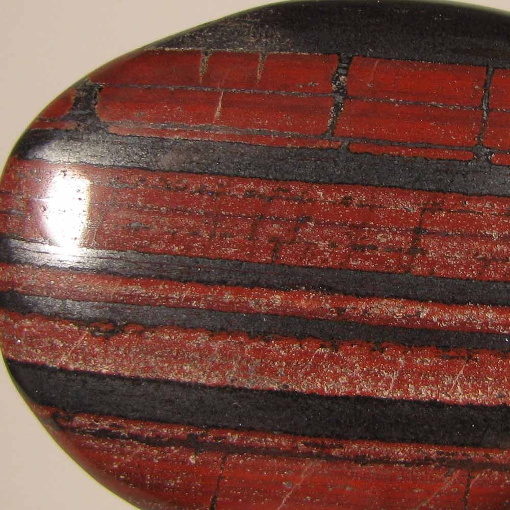 2.1″ Banded RED IRON JASPER Polished Palm Stone – India