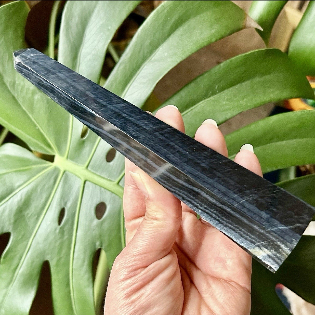 Blue Tiger’s Eye Obelisk Tower Crystal Wand Point Reiki Healing