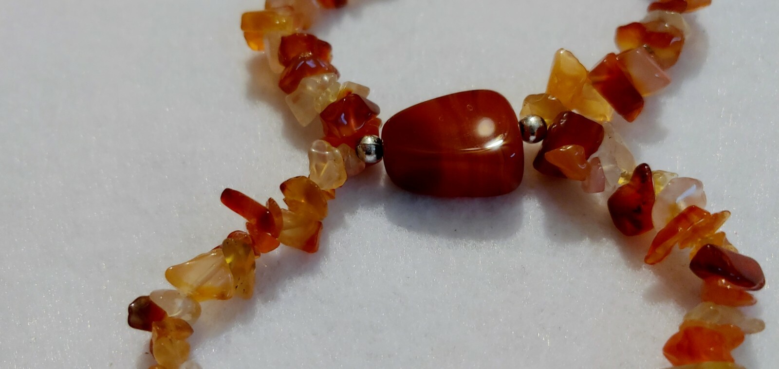 Genuine Stone Stretch Bracelet Double row W/ Large stone as shown