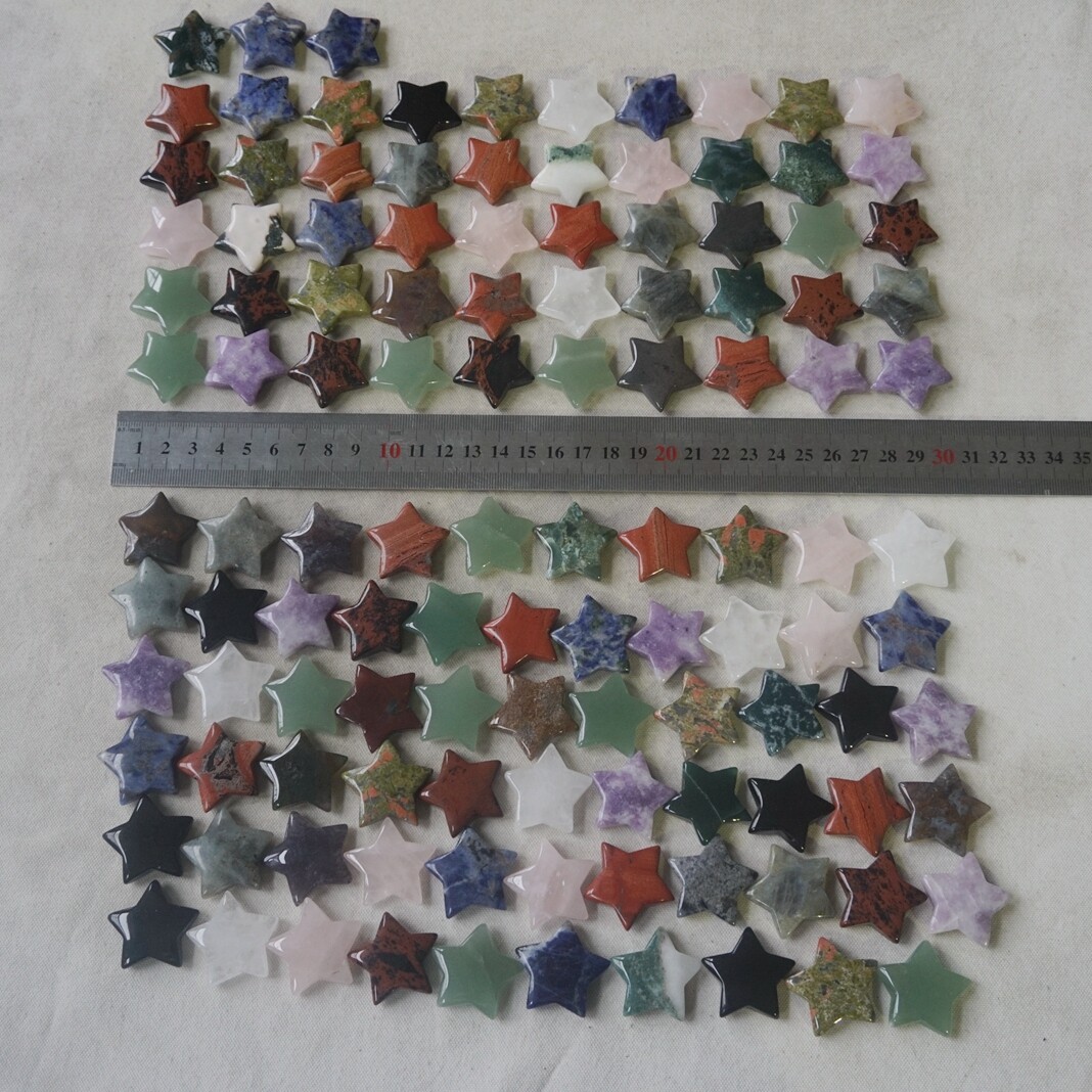 50Pcs Natural Quartz Crystal Jasper Pentagram Stars Diverse Rock Healing 3cm AA