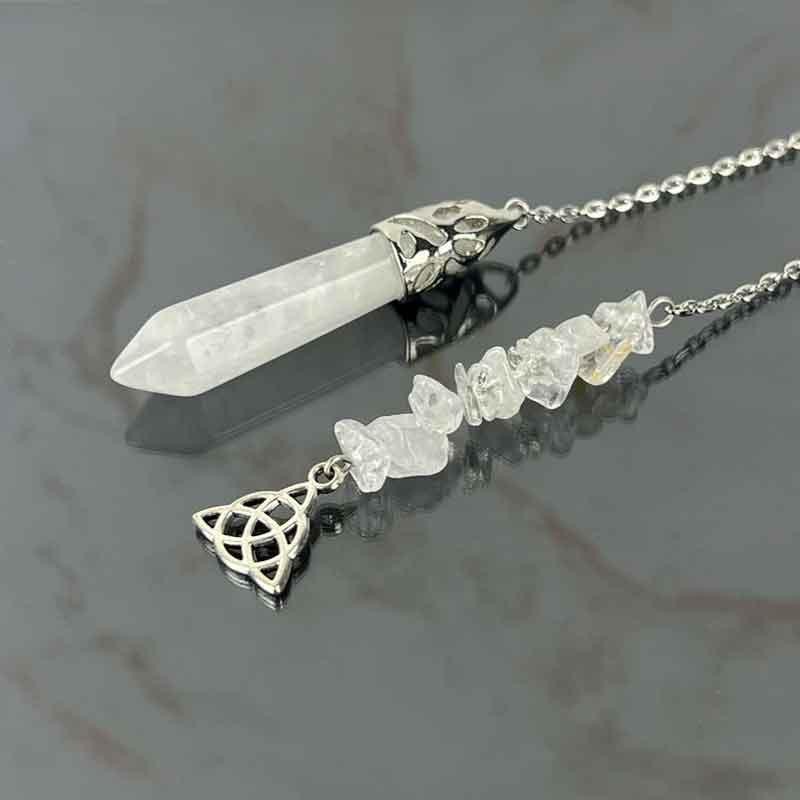 White Quartz Crystal Pendulum Dowsing Divination Pendant Spiritual Pendulos