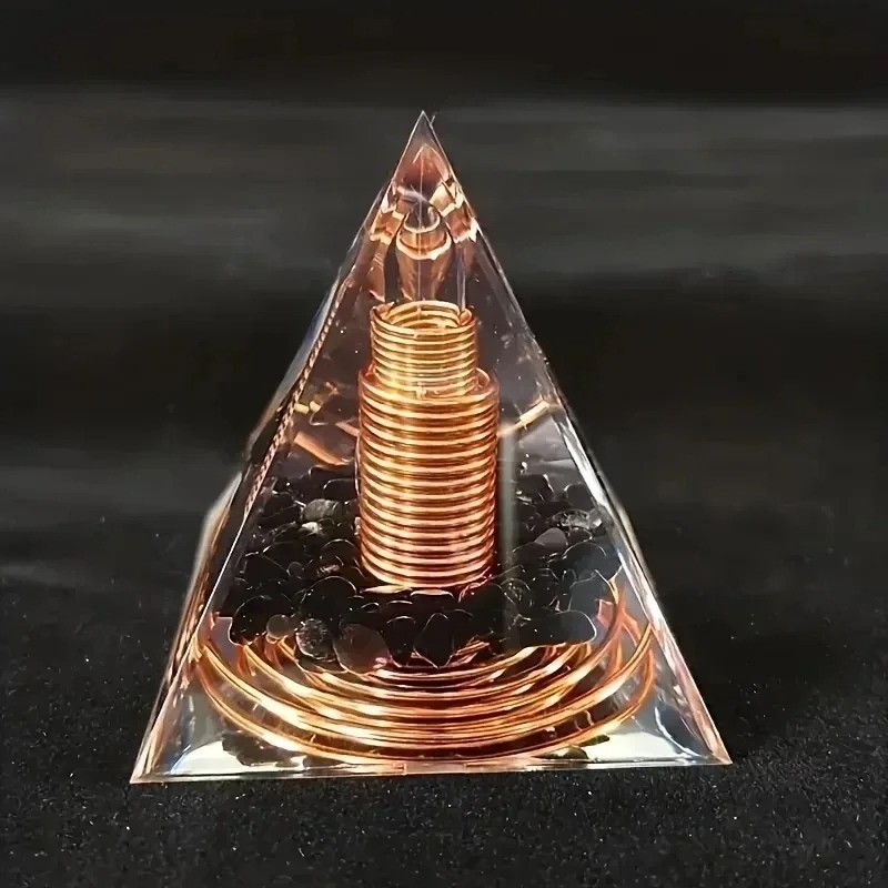 Energy Pyramid Natural Amethyst Ball Reiki Healing Chakra Tool Orgonite Crystals