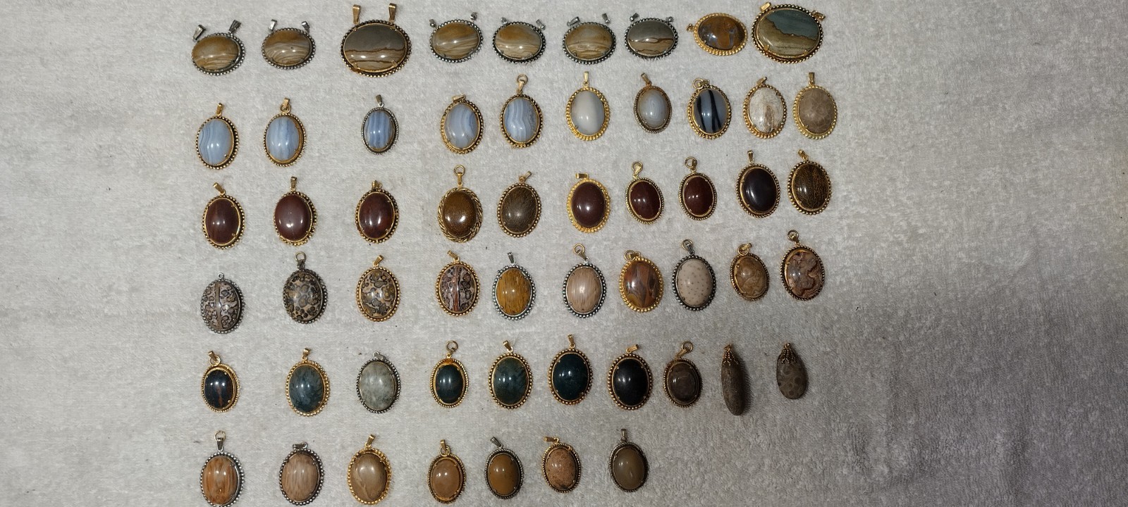 Lot of 56 Vintage Natural Stone Pendants Gorgeous!!