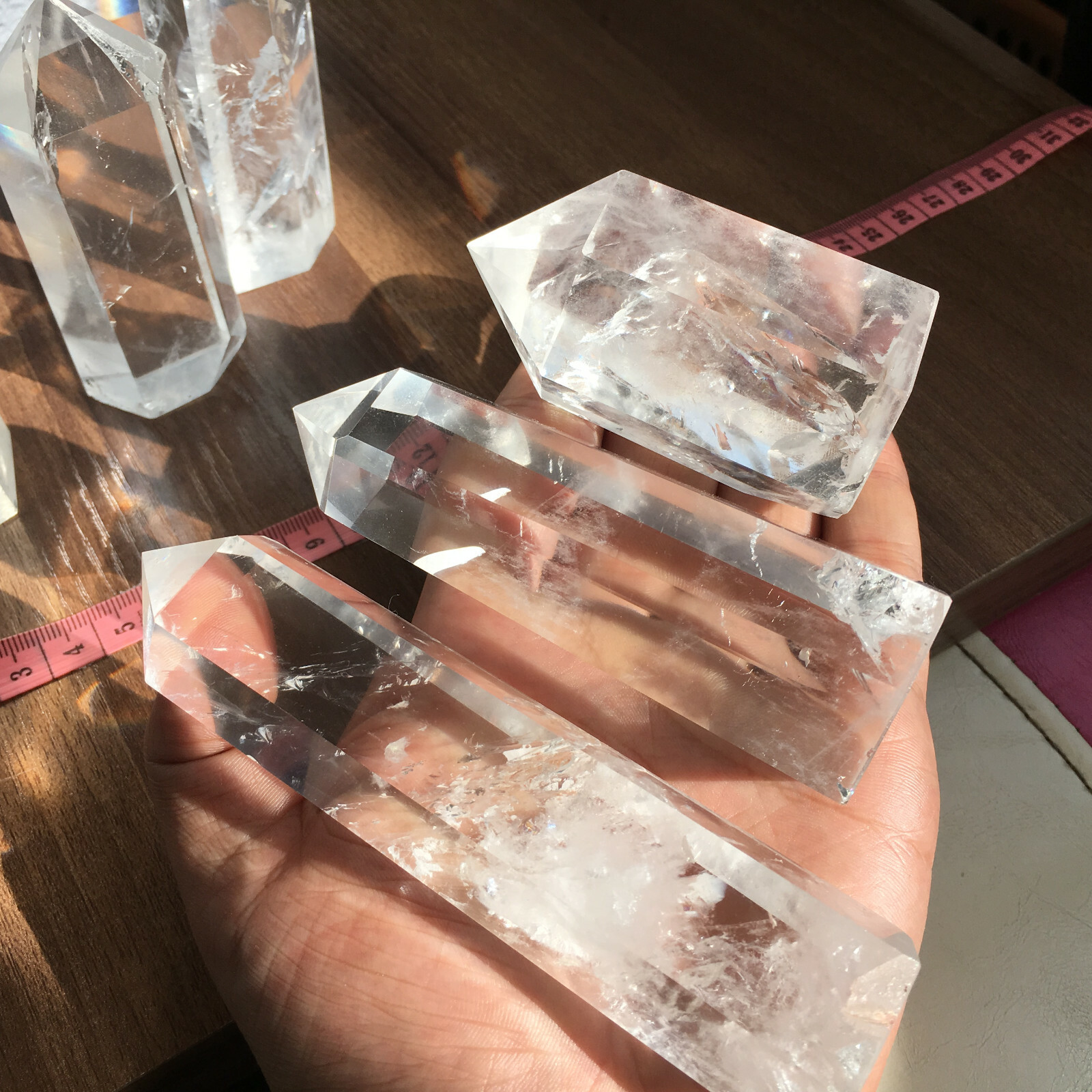 6PCS Natural clear quartz obelisk crystal wand point healing random 45-85mm