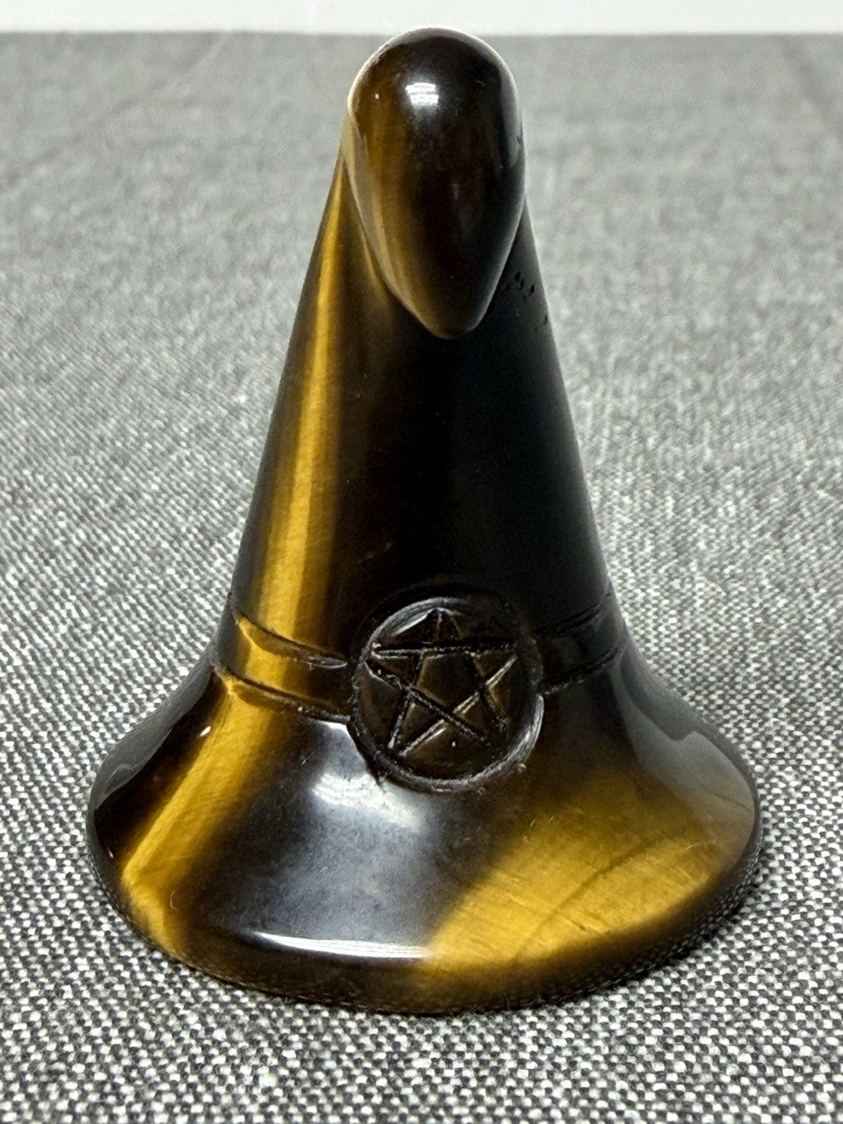 Tigers Eye Quartz Gemstone Witch Hat 2”