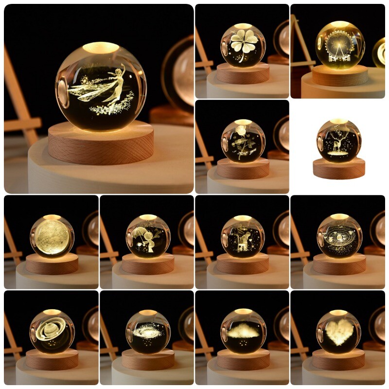Luminous solar system Artificial crystal Sphere Quartz Night lamp Glass Ball