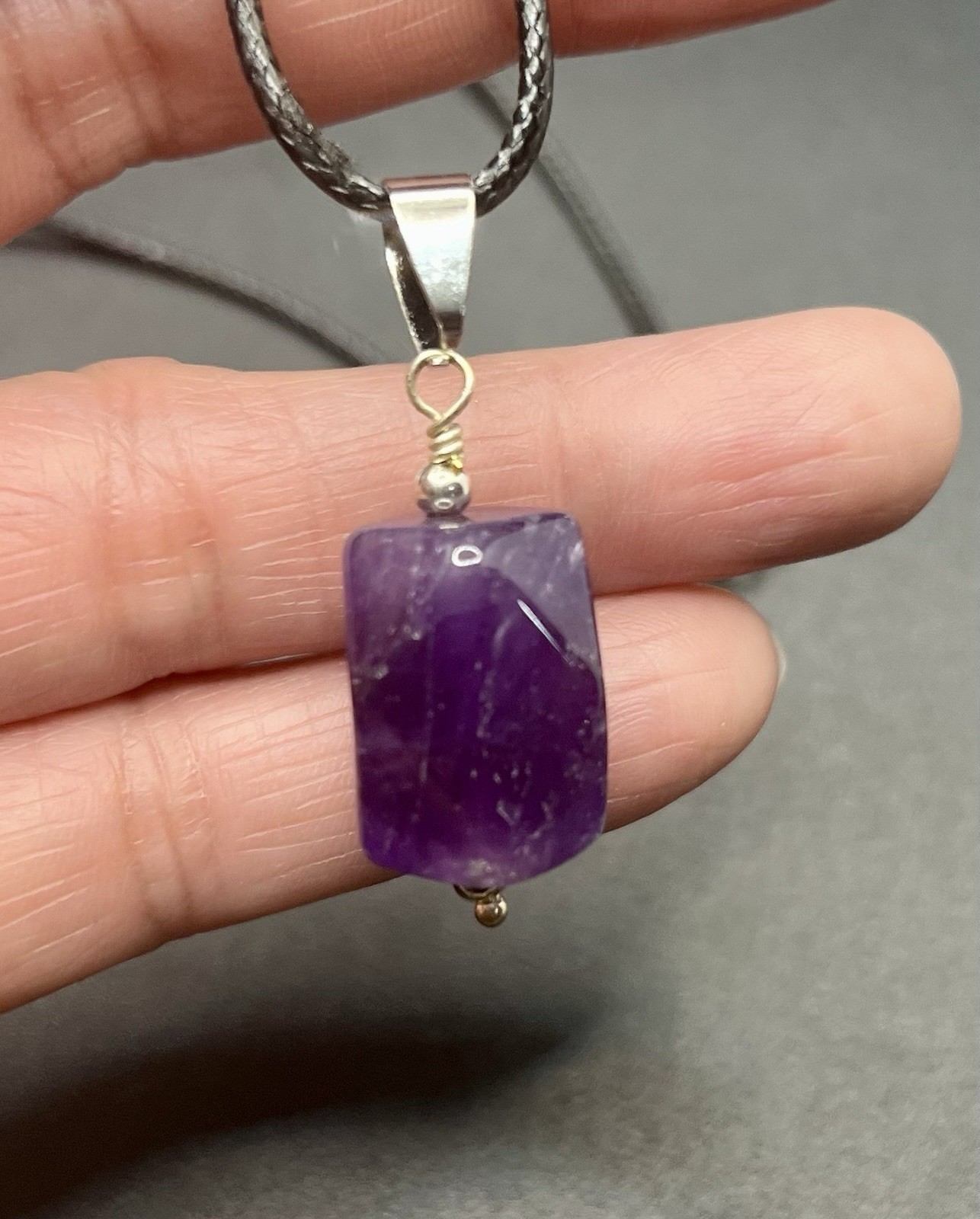 Amethyst Genuine Stones & Necklace Set