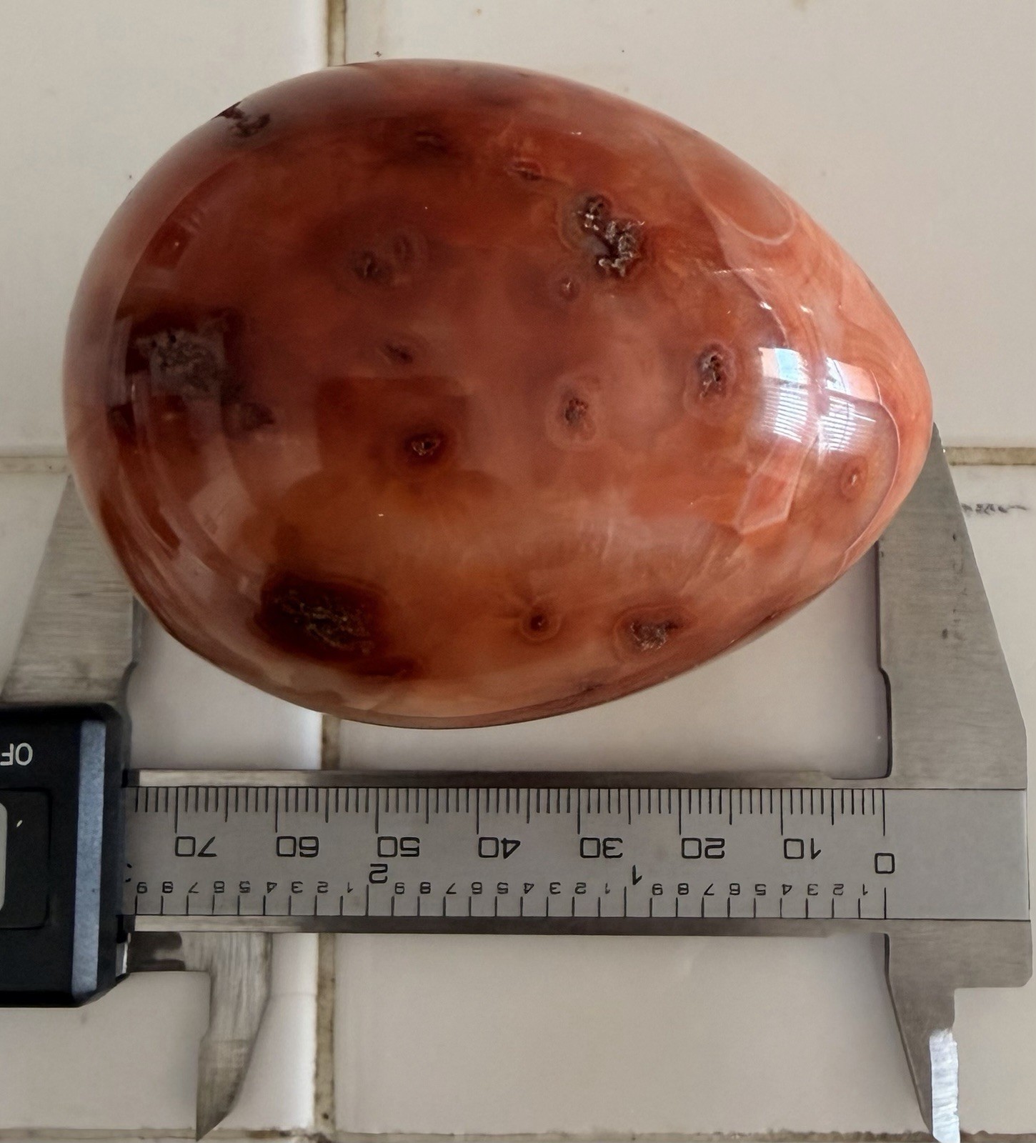 Large Natural Polished Carnelian Agate Egg Shape Display Specimen