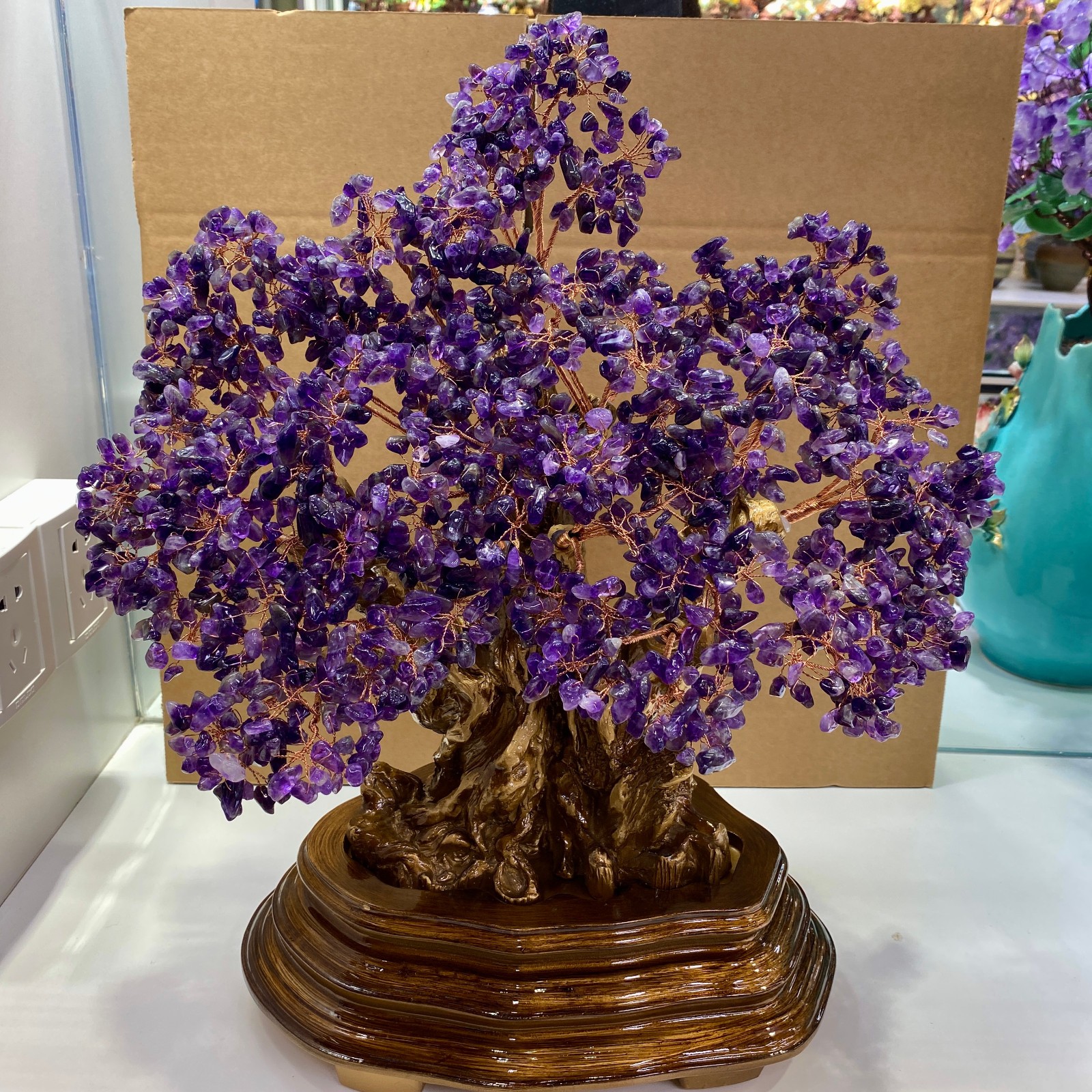 10.88LB Large Natural Amethyst Quartz Pagoda Bonsai Crystal tree Gemstone tree
