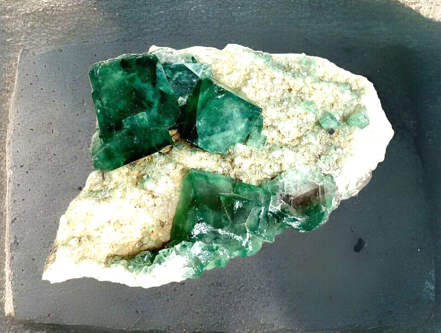Natural Dark Green Fluorite Crystal Specimen 3-1/4″