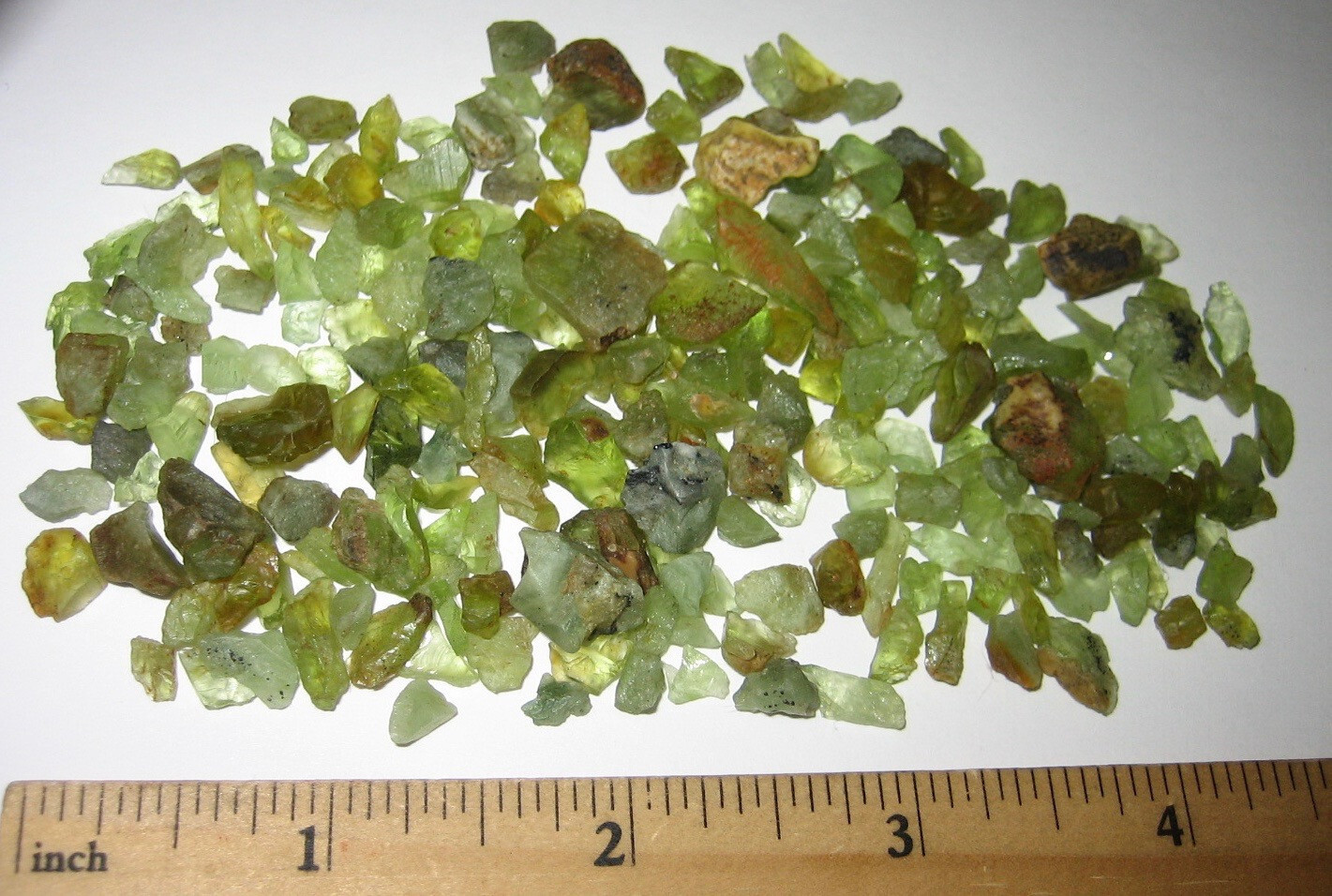 PILE OF TINY NATURAL ROUGH PERIDOT CRYSTAL MINERALS FROM PAKISTAN ~ 47.2grams *A