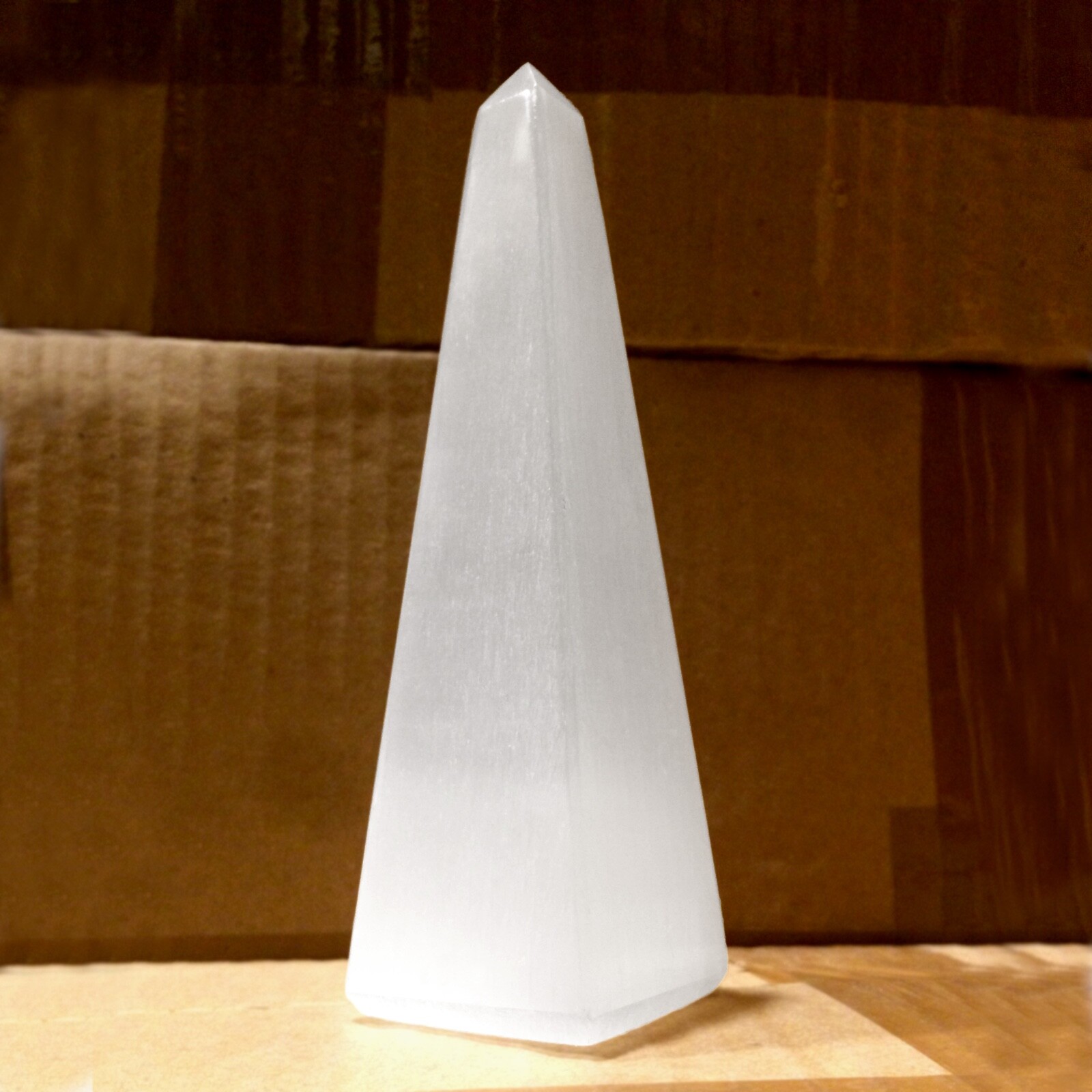 Selenite Tower Polished ” Crystal Obelisk Natural Carved Pyramid Energy Healing