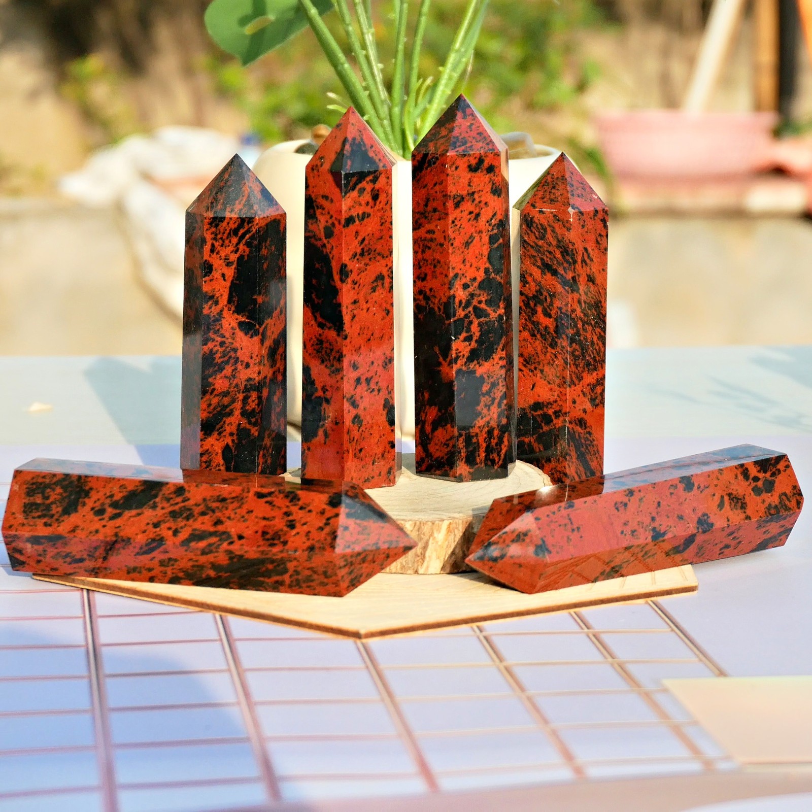 3″ Mahogany Obsidian Crystal Point Tower Wicca Altar Collector Metaphysical Gift