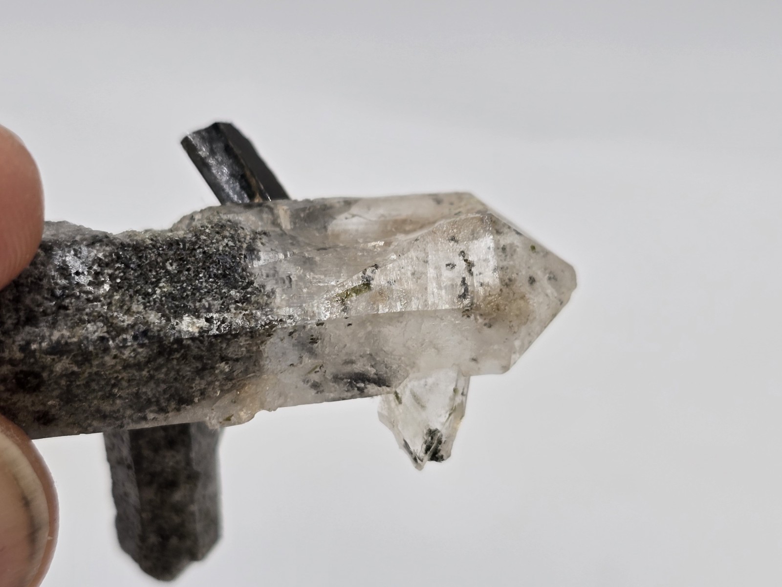 Double Terminated Symmetrical Natural Quartz Crystal Specimen Aegirine Balance