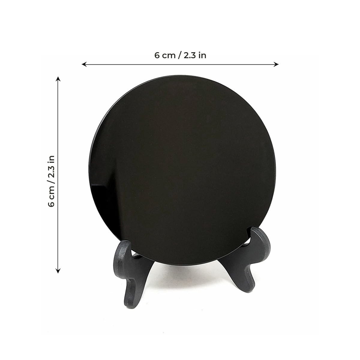 Natural Obsidian Mirror,Obsidian Wafer,Crystal Disk,Reiki Crystal Gift + stand