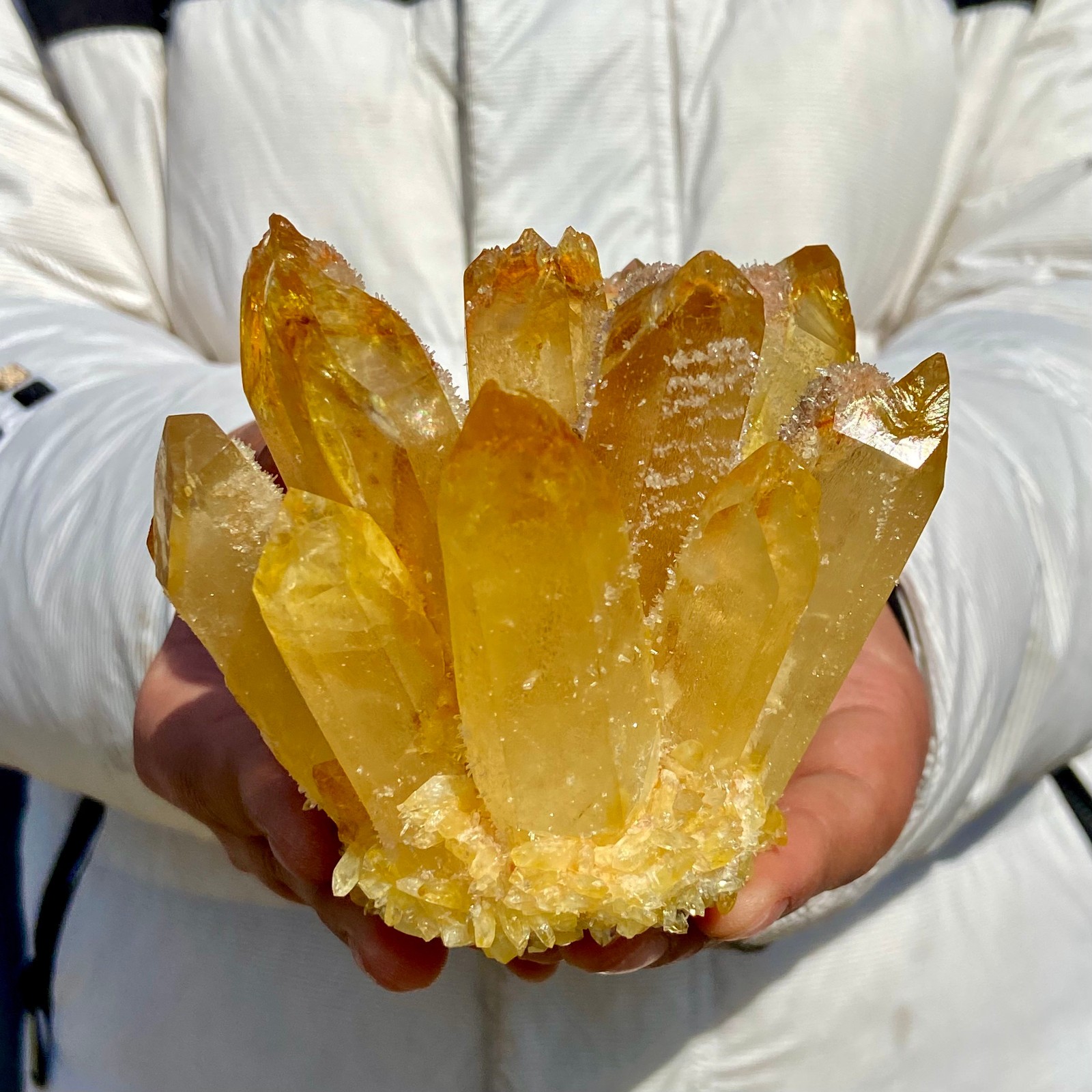 1.32LB New Find Yellow Phantom Quartz Crystal Cluster Mineral Specimen Healing