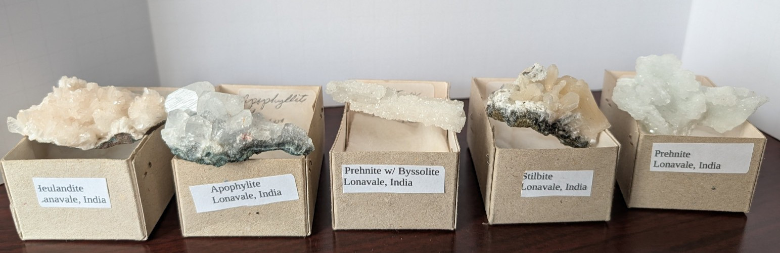 Zeolite Lot 5 Piece Apophyllite Heulandite Prehnite Stilbite Lonavala India NICE