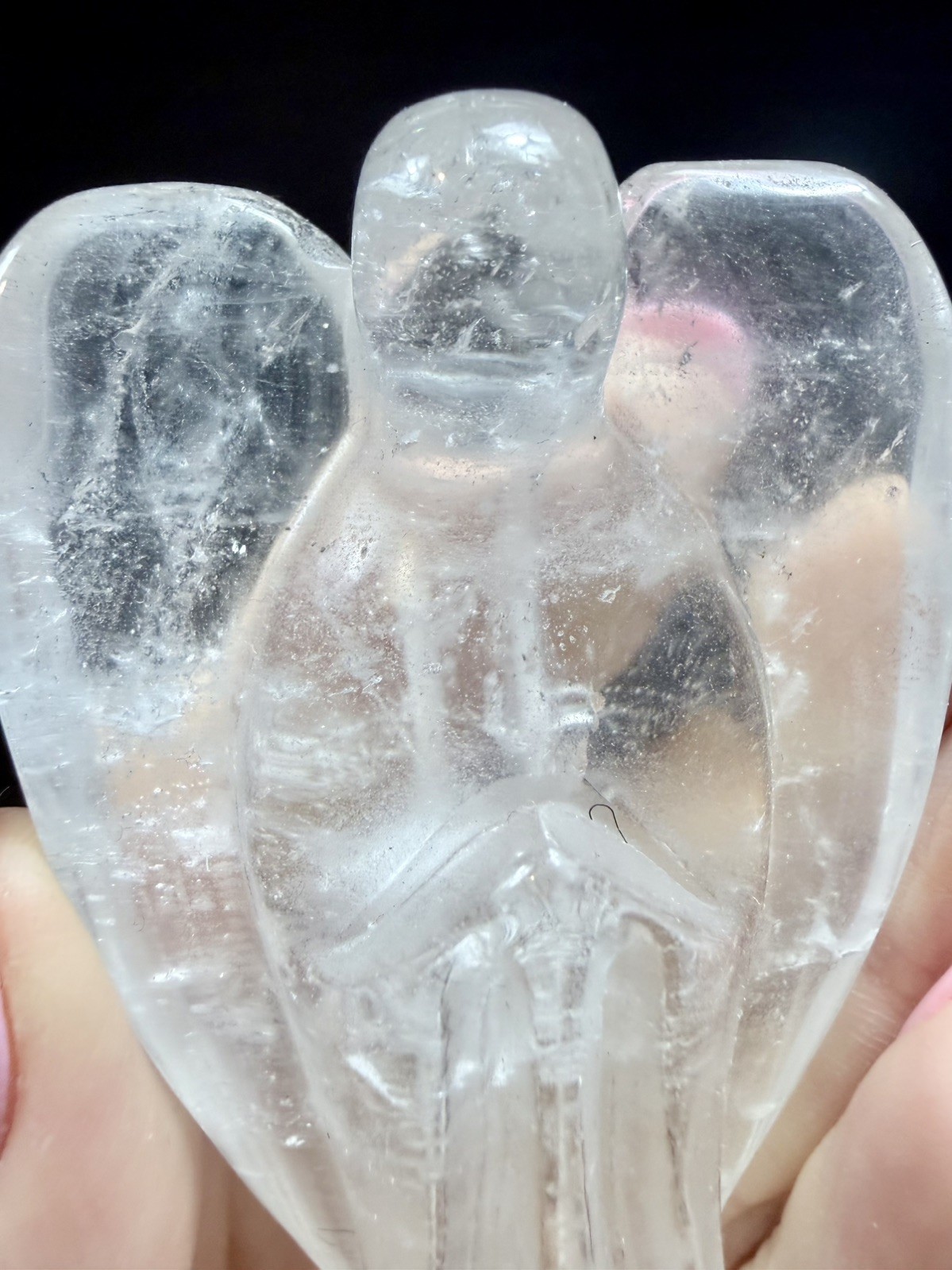 Crystal Clear Quartz Angel Simple Carving spiritual Heal display 7.8cm 116g