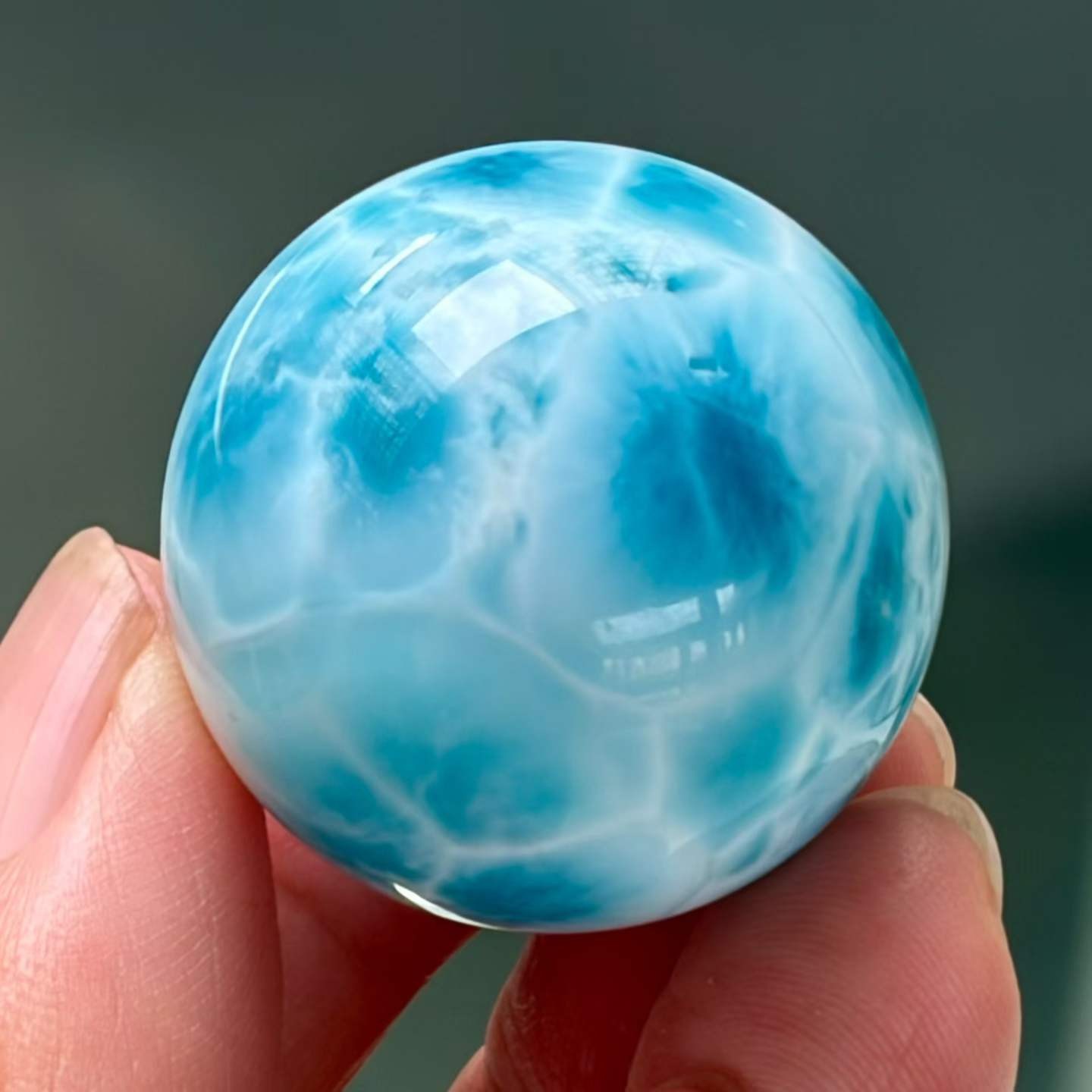 30mm Natural Larimar Gemstone sphere quartz polished ball Reiki energy