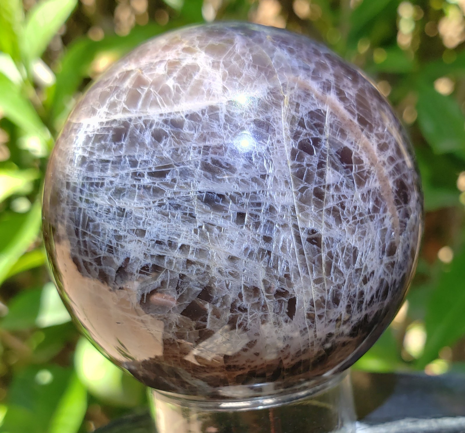 2.13″ Black Moonstone Silver Flash Crystal Sphere Orb Ball, 215g or 7.6 oz