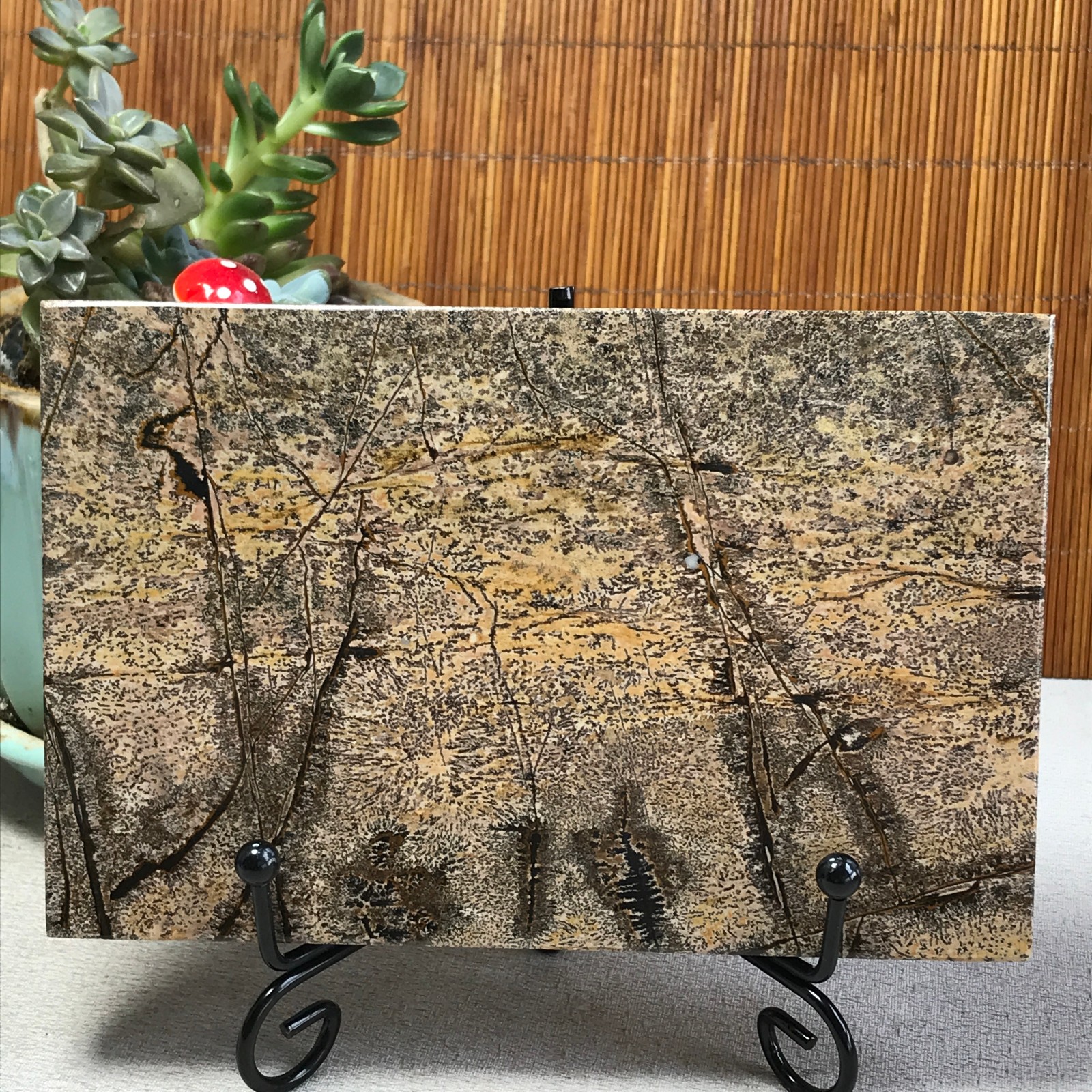 274g Natural Chinese painting stone crystal ornaments for home decoration A6414
