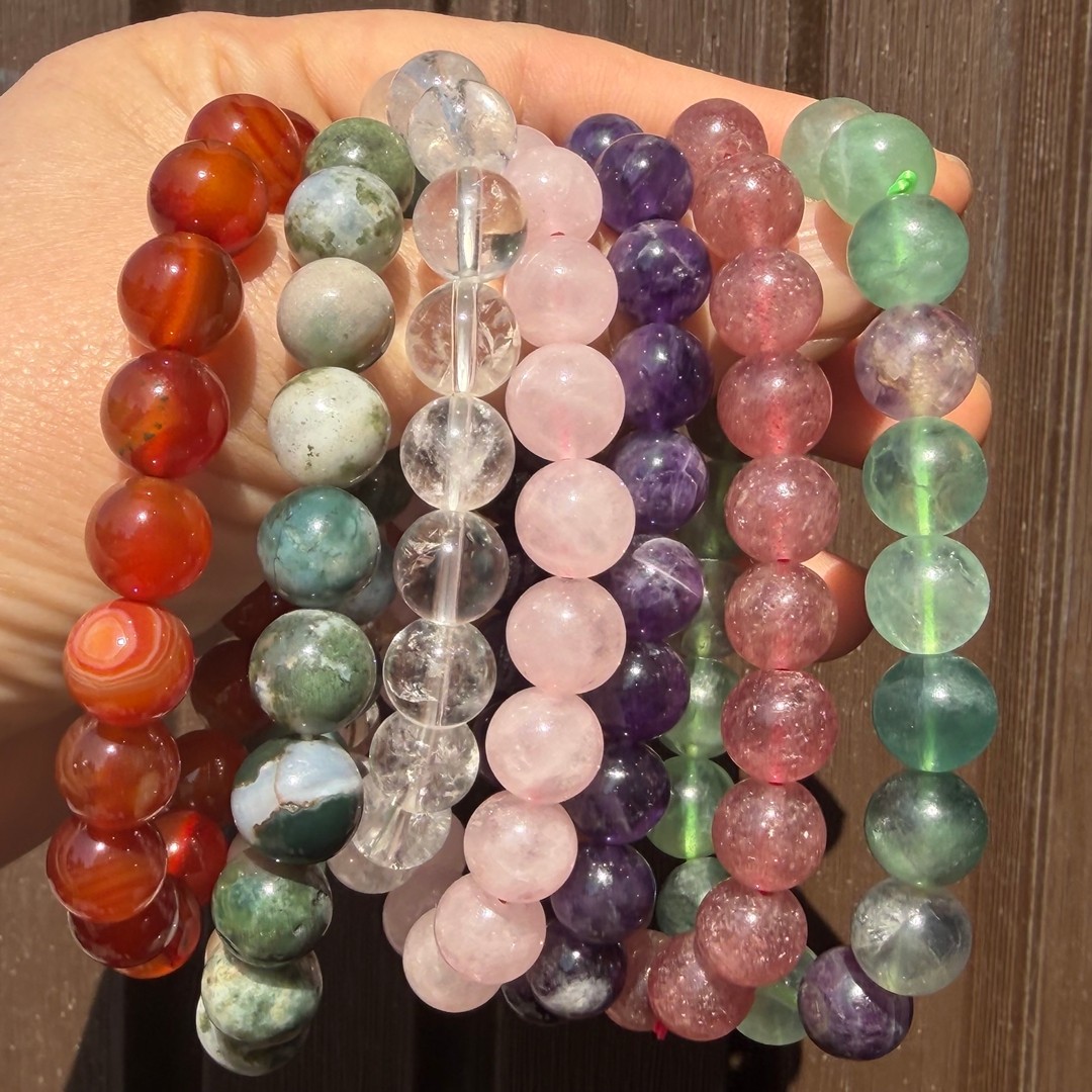 10mm Natural Mix Quartz Crystal Bracelet Reiki Healing Energy Gift 7pcs
